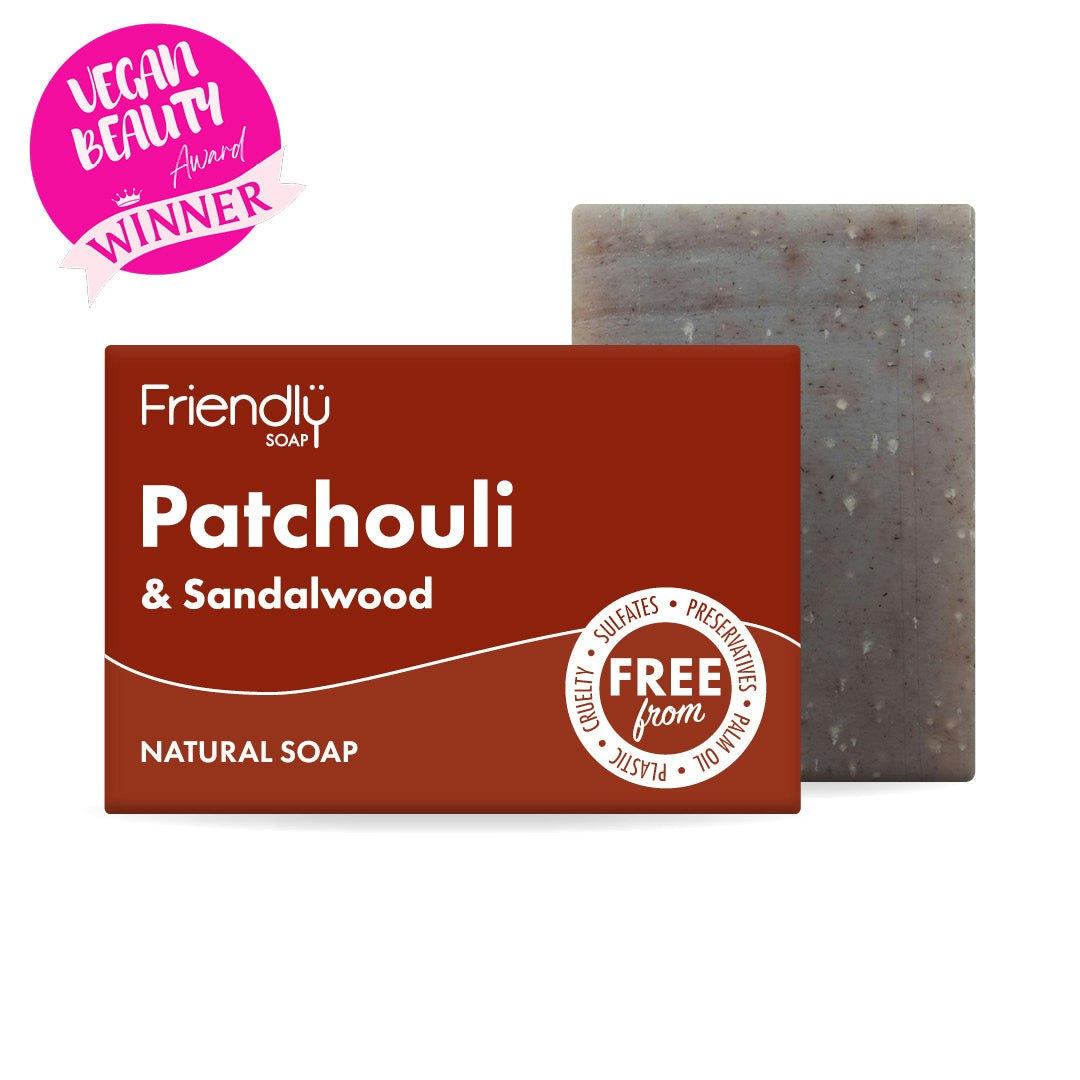 Friendly Soap - Sandalwood & Patchouli Natural Soap - 4 X - Natural Handmade Soap - 4 95G