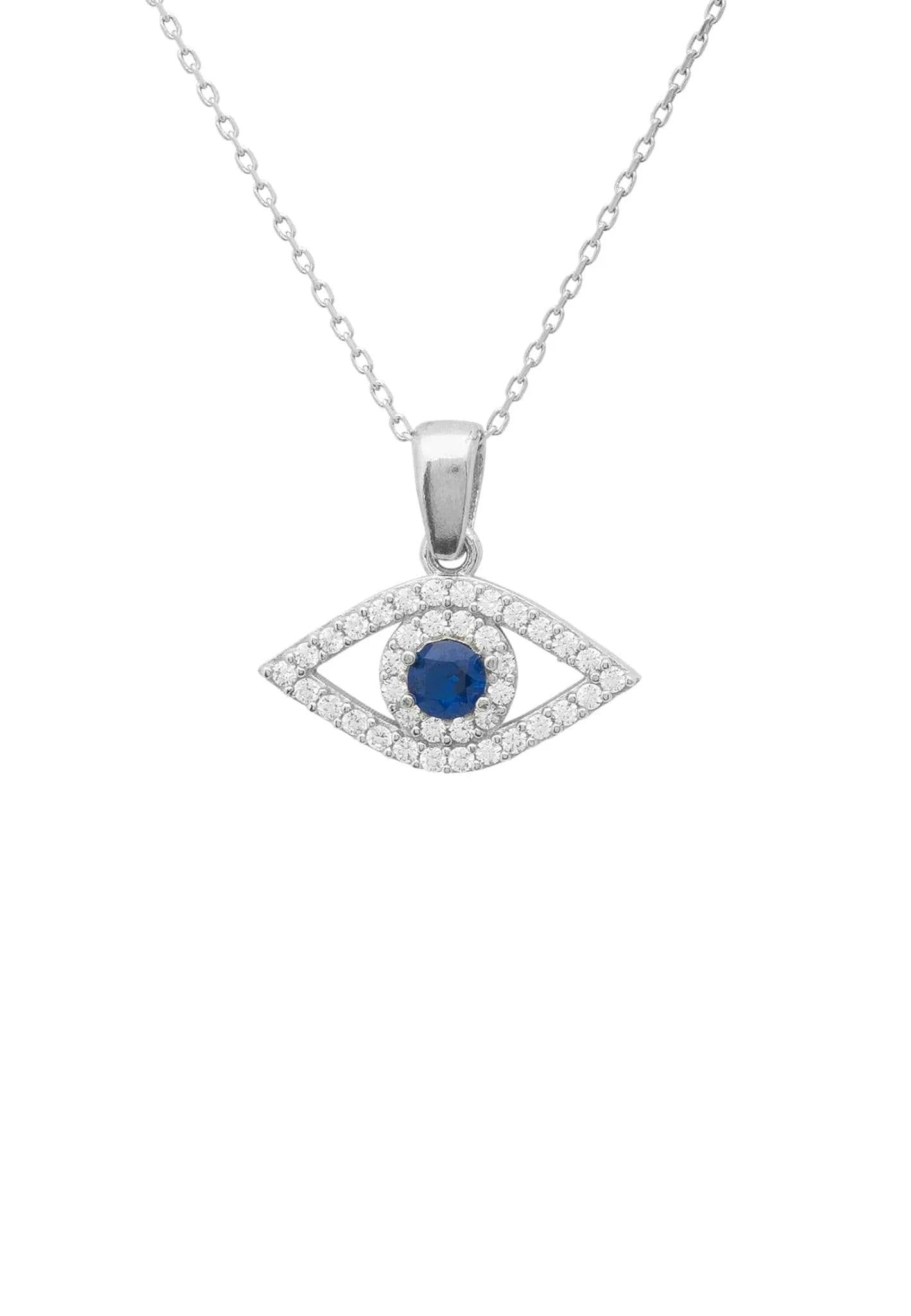 Latelita Blue/Silver Evil Eye Elliptical Necklace