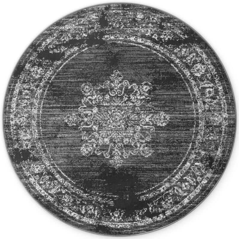 Rackhams Dark/Grey Gloria Round Rug – Lydia - Ø 120 Cm
