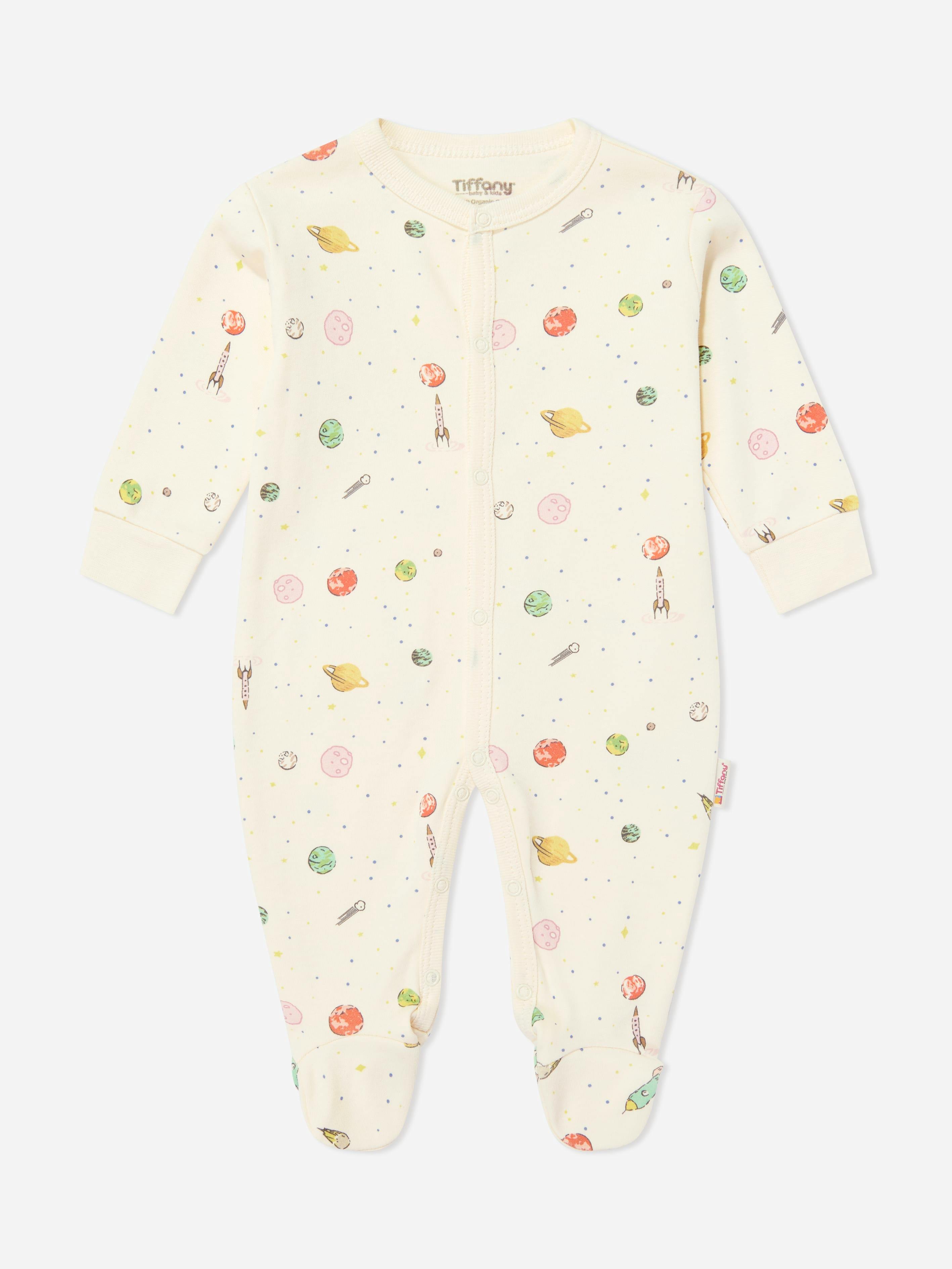 Tiffany Men's Ivory Baby Boys Organic Space Theme Babygrow In - 0 - 3 Mths