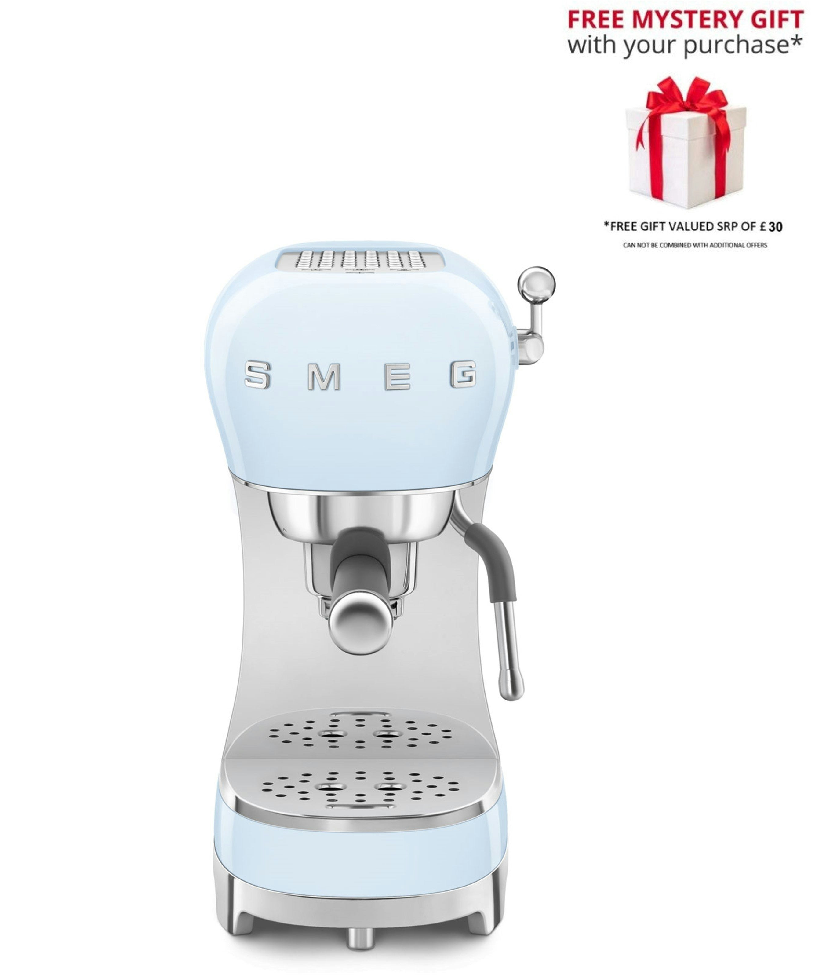 Smeg Blue Ecf02 Espresso Coffee Machine With Steam Wand - Free Gift Rrp £30! - Pastel