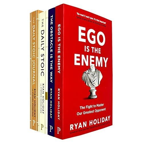 Various Publishers Ryan Holiday 4 Book Collection Set | The Daily Stoic, Ego Is The Enemy, The Obstacle Is The Way & Stoic Journal | Self-Development & Philosophy