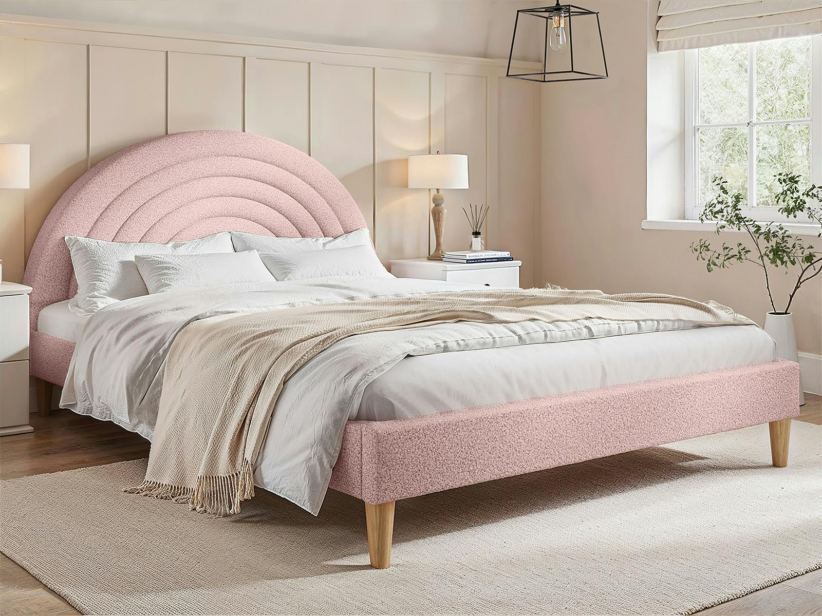 Rackhams Pink Ava Boucle Double Bed - Double