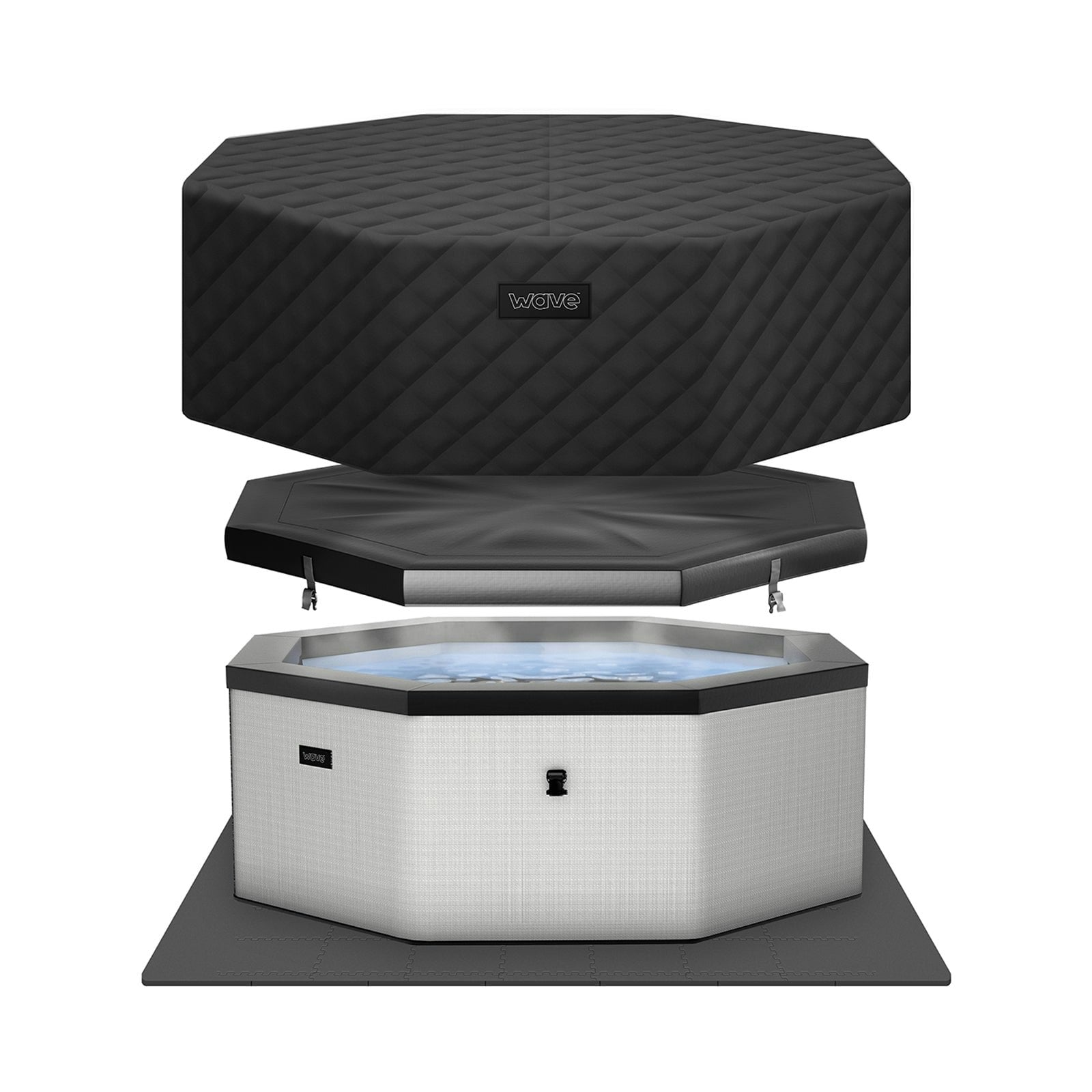Rackhams Grey Como | 6-Person Eco Foam Energysave Hot Tub Bundle | Built-In Integrated Heater - Graphite - 6 Person | 195X70cm
