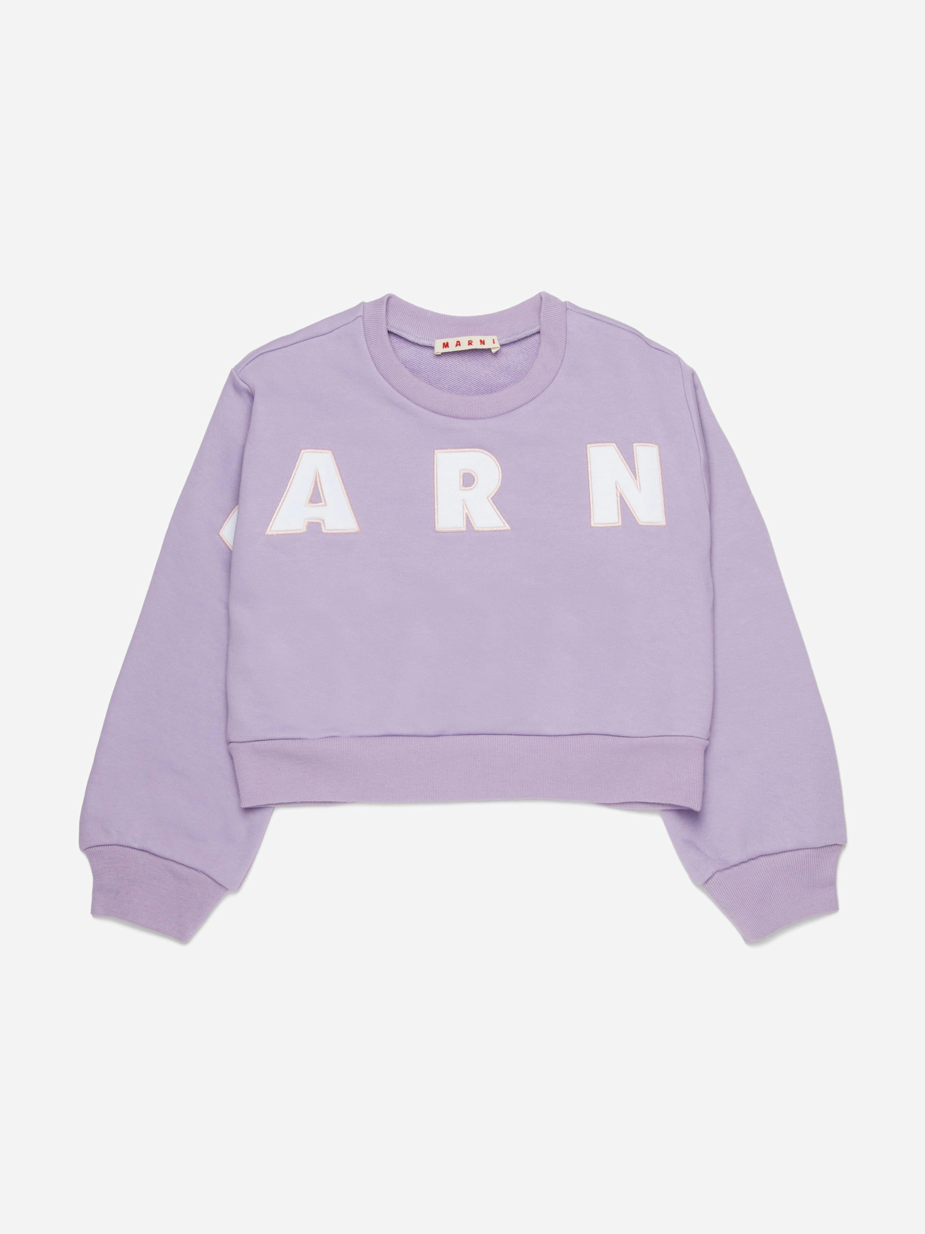 Marni Kids Girls Purple Marni Cropped Logo Sweatshirt In - 12 Yrs