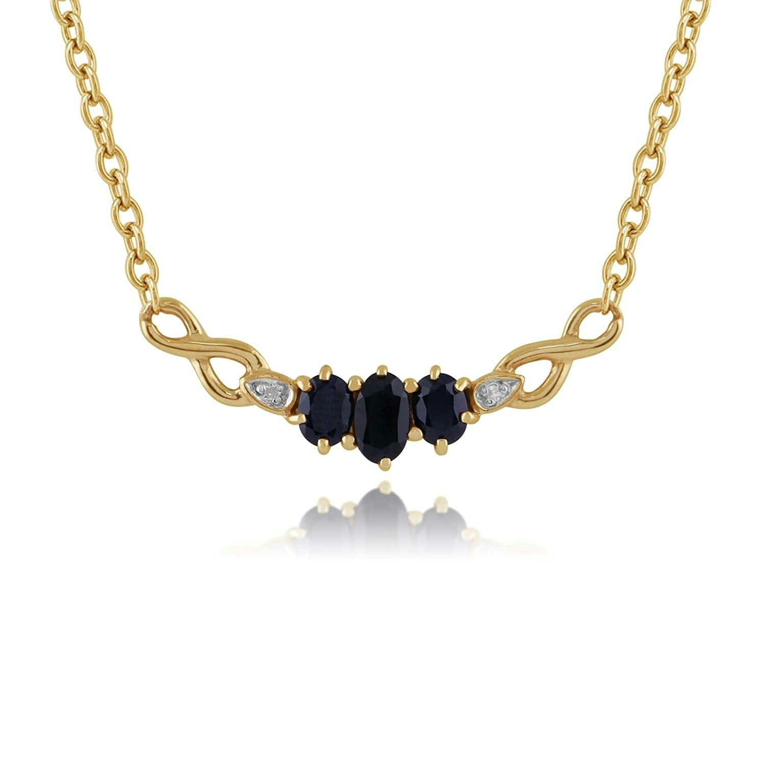 Gemondo Yellow/Gold Infinity Sapphire & Diamond Necklace In 9Ct