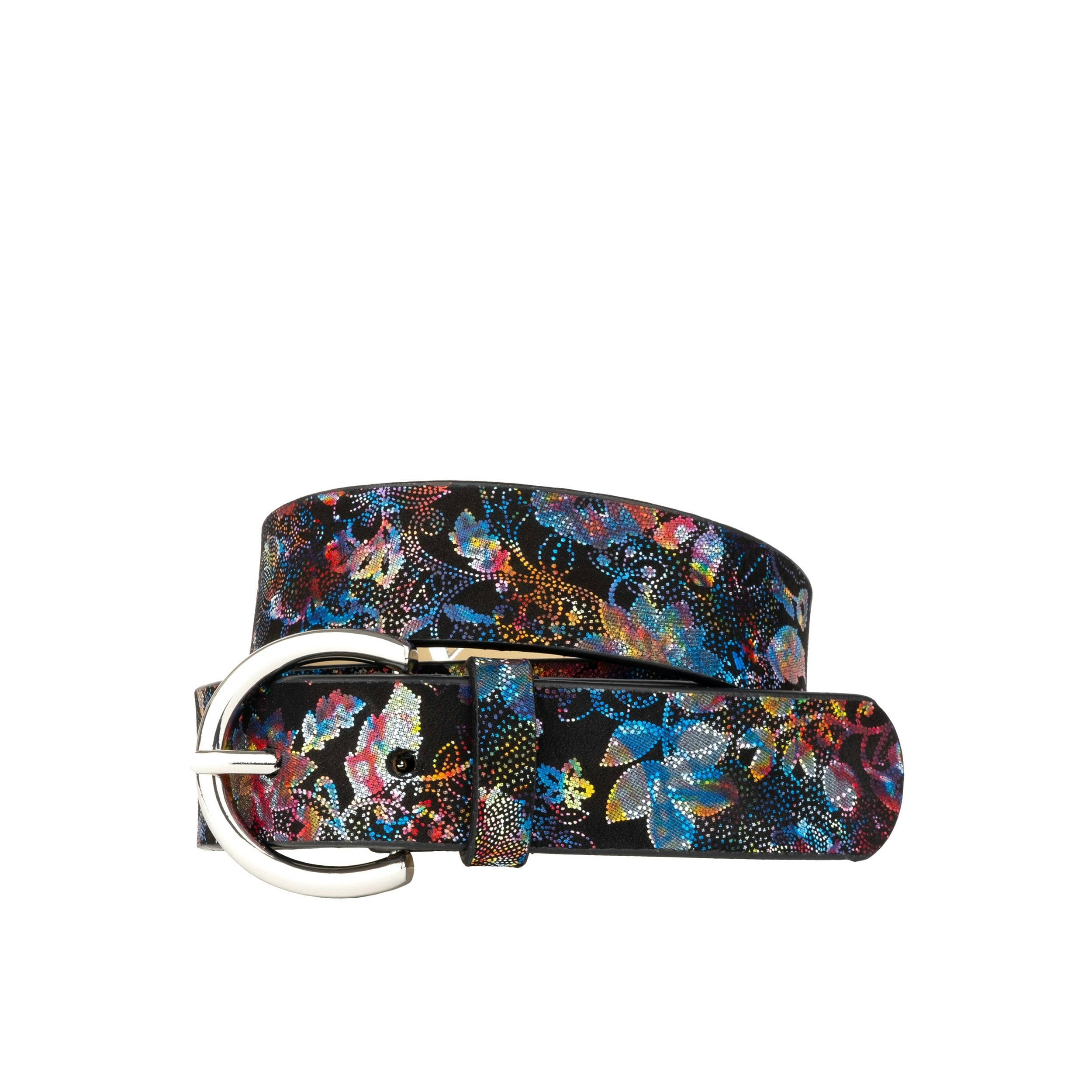 Embassy London Women's Black Emma - Flower - Italian Leather Belt - 38In/100Cm