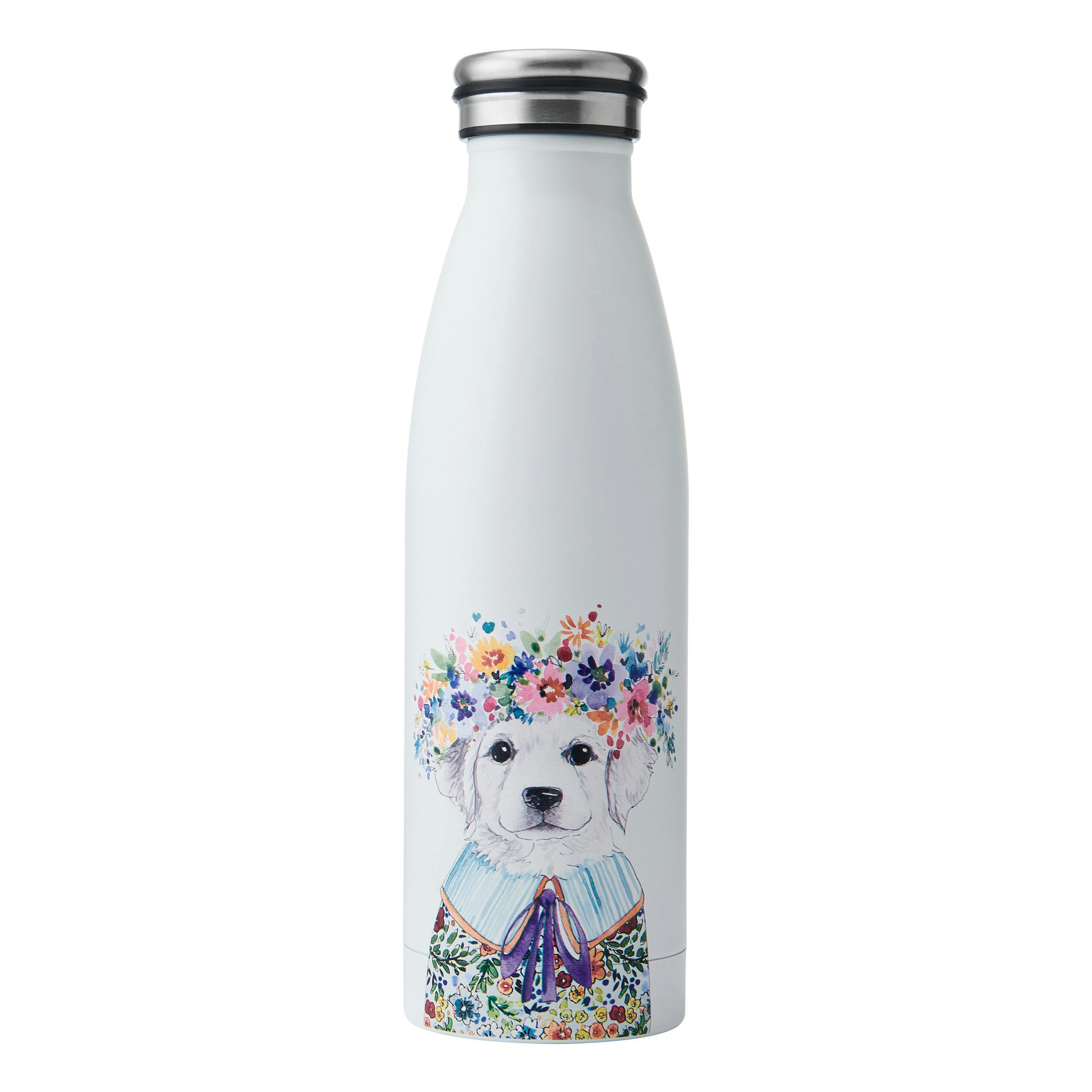 Mikasa White Tipperleyhill Hedgehog Print Water Bottle, Insulated Travel Bottle, 500Ml - Stainless Steel - Water Bottle - Image 3