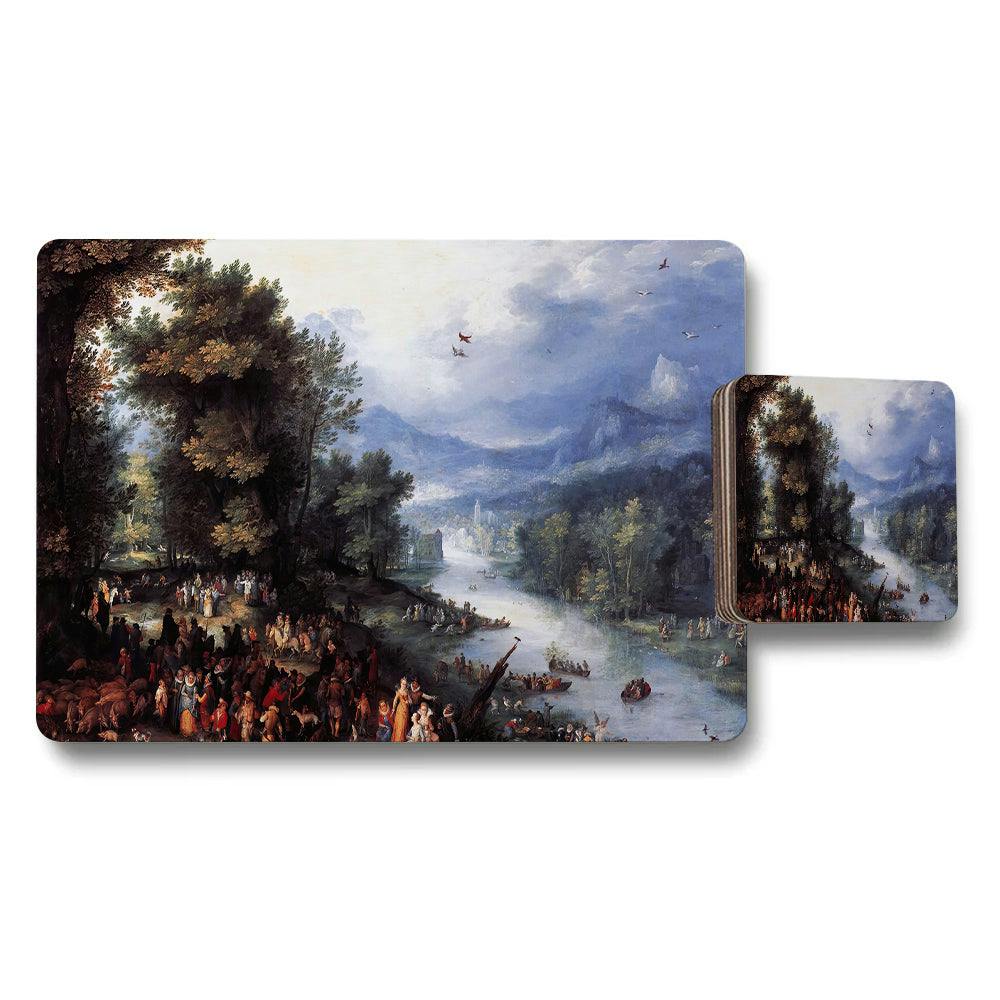 Rackhams Landscape Painting Placemats And Coaster Set For Dining Tables