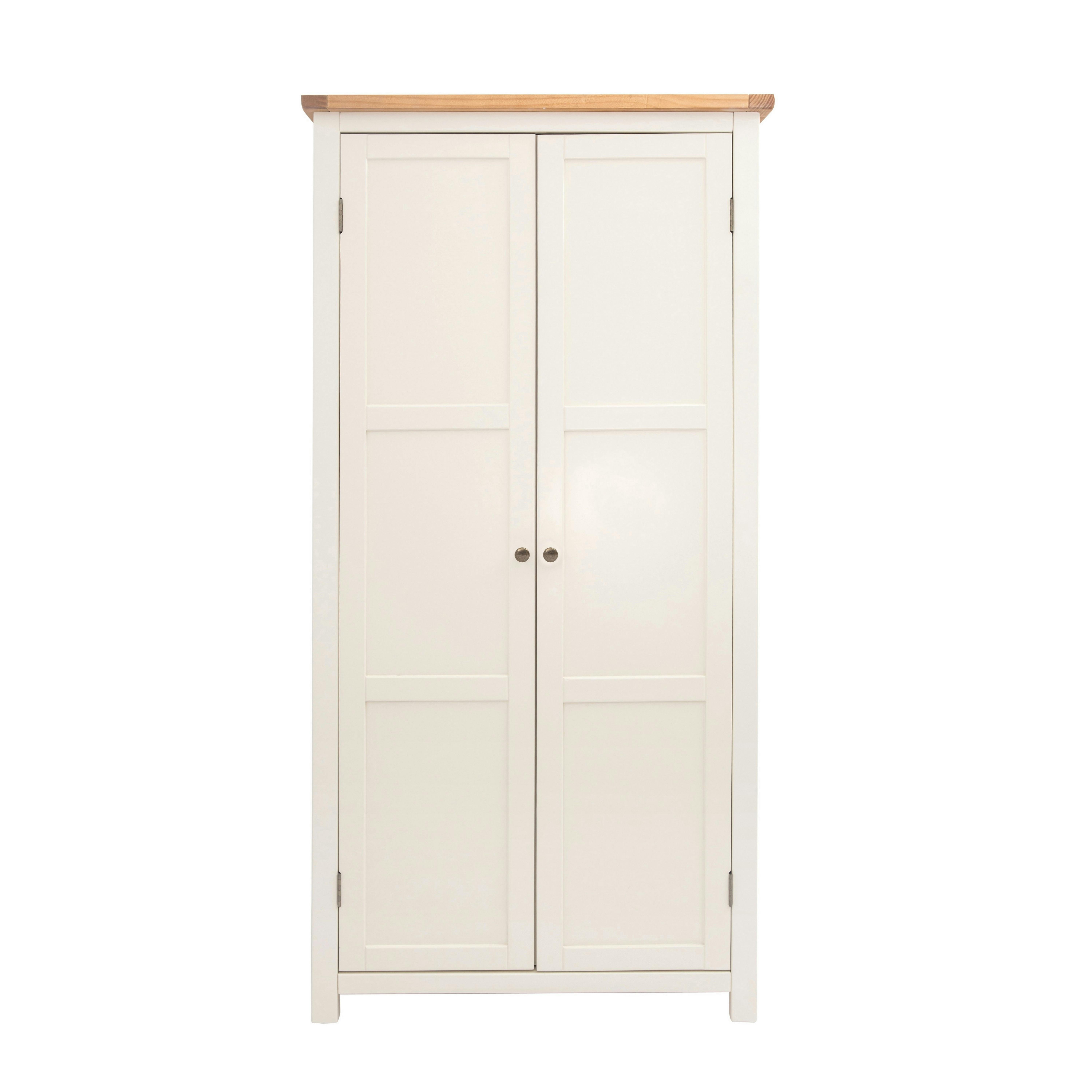 Rackhams White Maggiori 2 Door Wardrobe Brass Knob - Off
