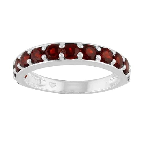 Gemondo Silver Classic Round Garnet Half Eternity Ring In 925 Sterling - M