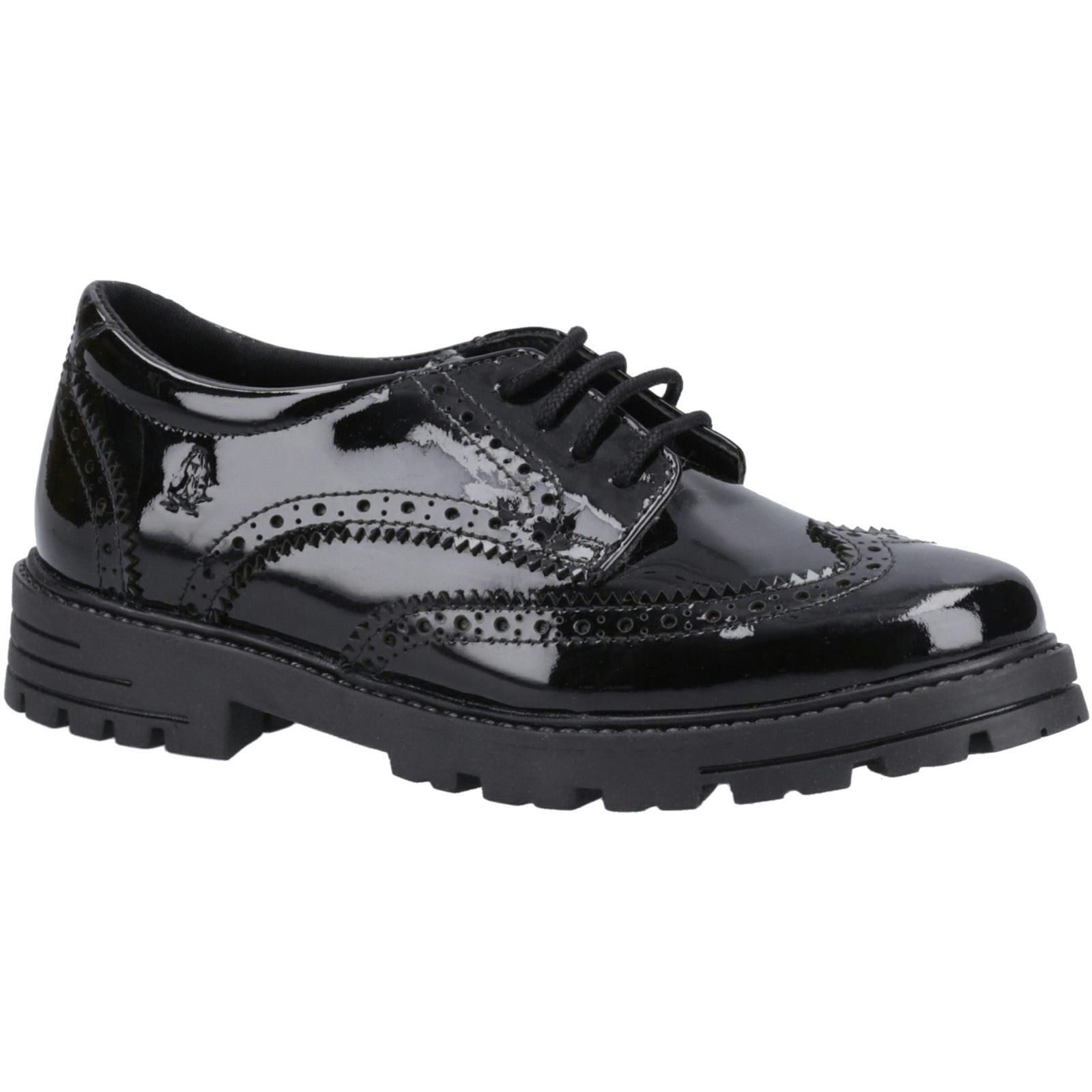 Hush Puppies Girls Black Maxine Patent Junior Leather 'S Brogues - Size 13