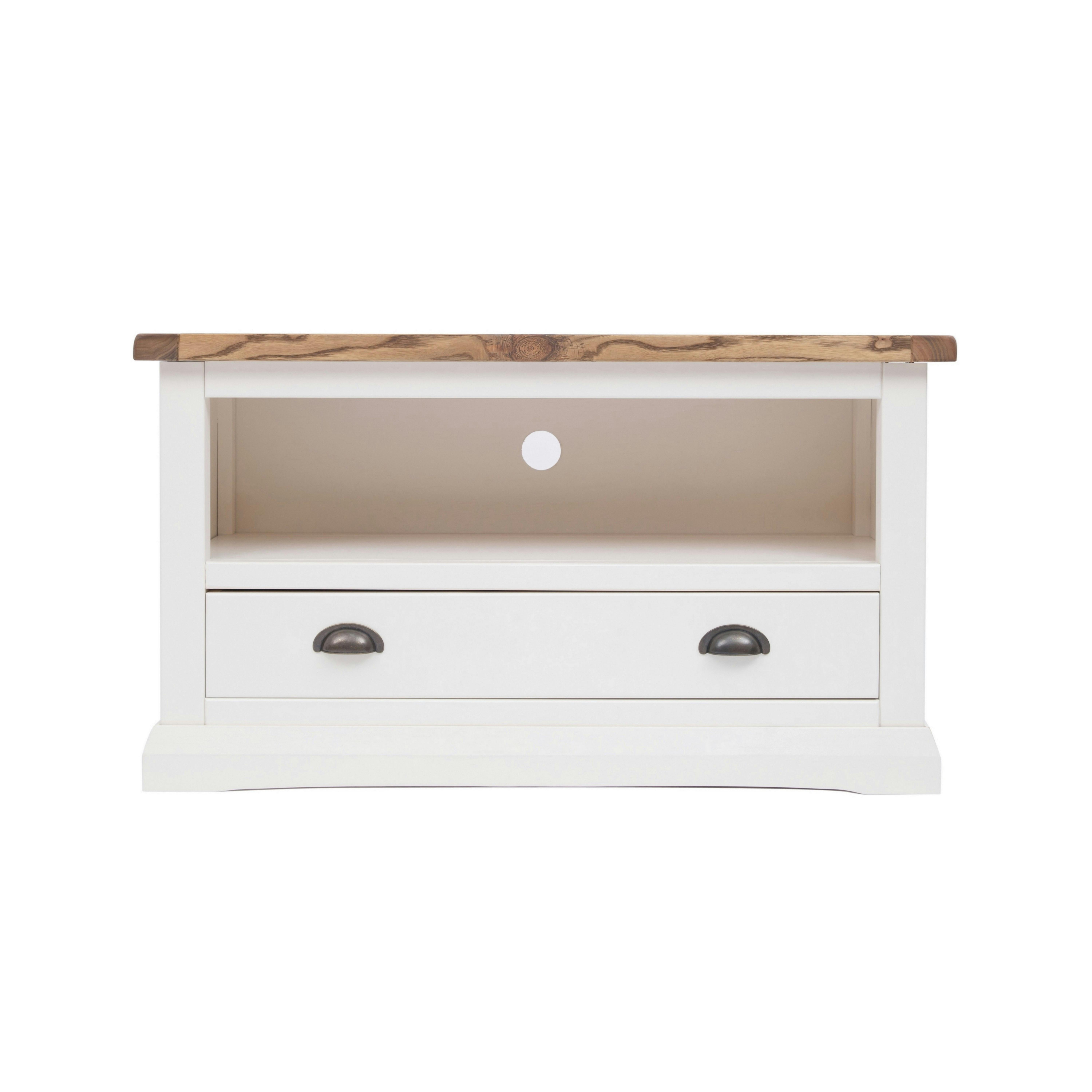 Rackhams White Cosenza Off 1 Drawer Tv Cabinet Brass Cup Handle - Off
