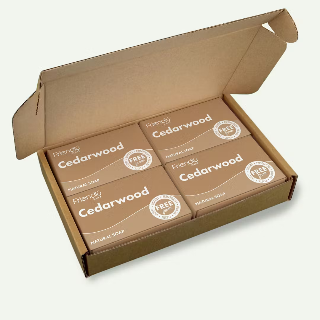 Friendly Soap - Cedarwood Natural Soap - 4 X 95G - 95G - Natural Handmade Soap - 4