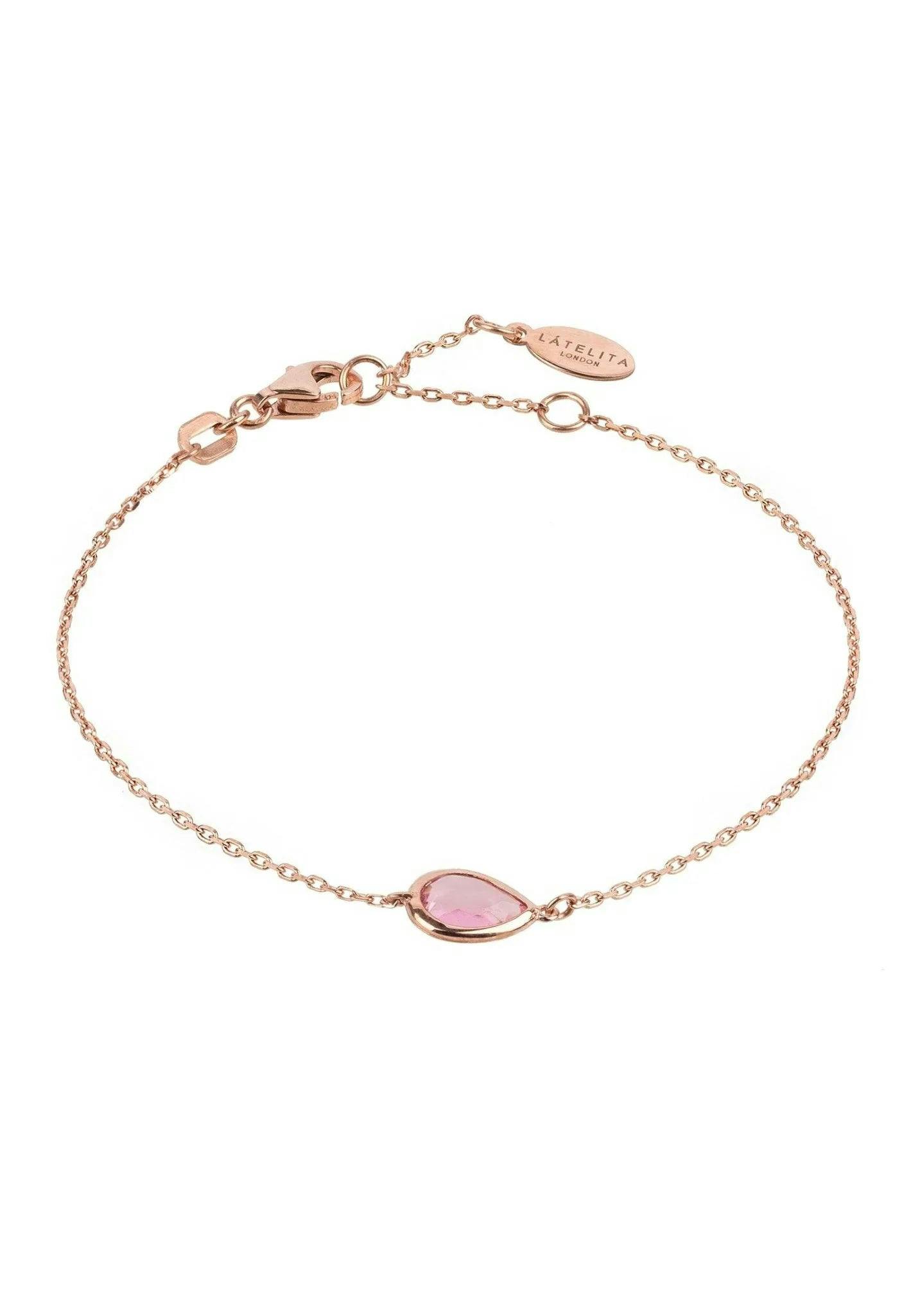 Latelita Pink Pisa Mini Teardrop Bracelet Rosegold Tourmaline