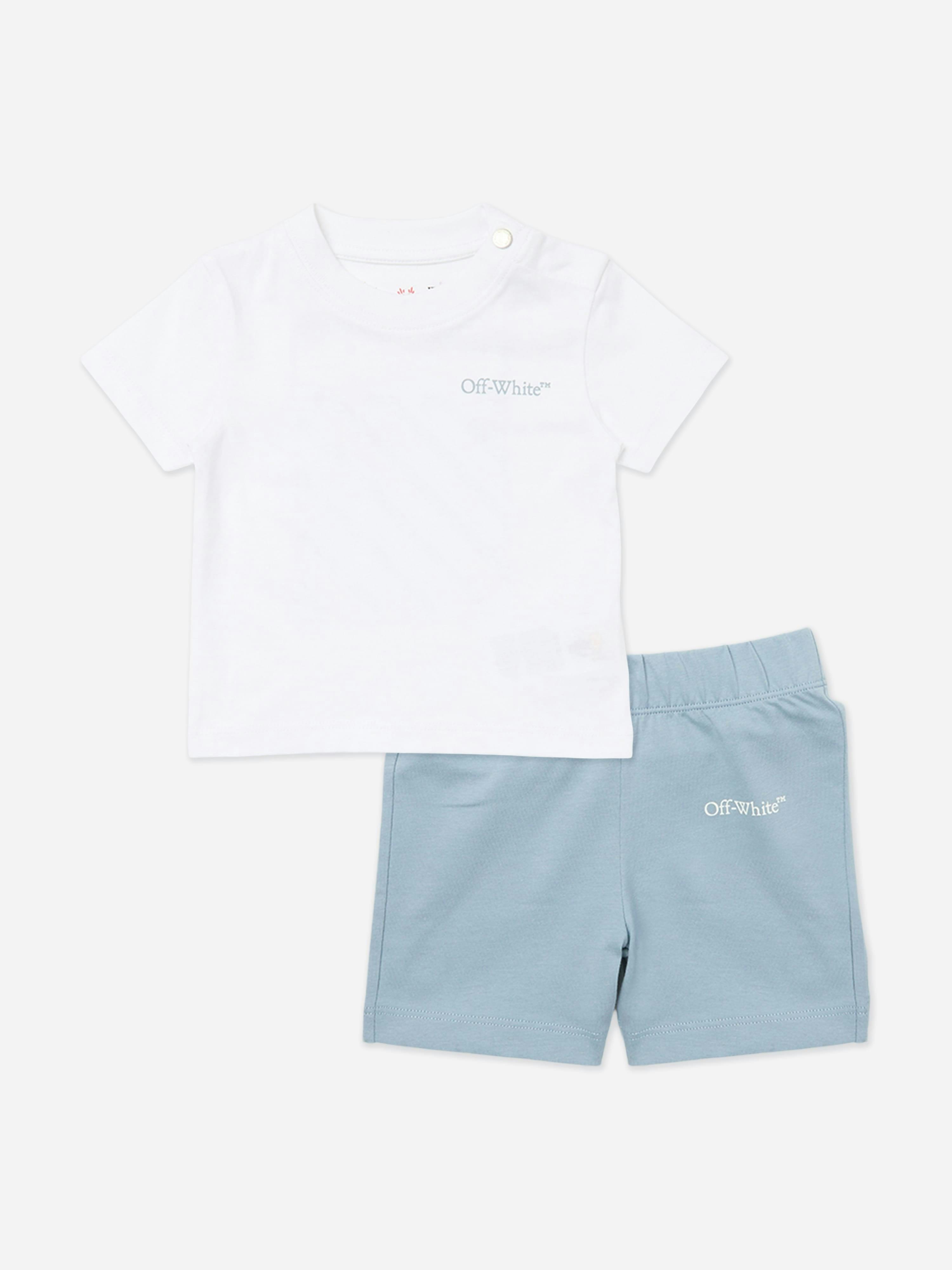 Off-White Men's White/Blue Off- Baby Boys Scribble Diag Jersey Short Set In - 9-12 Mths