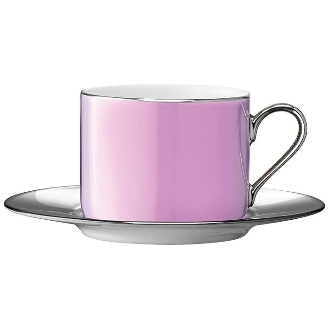 Lsa International Pink Lsa Palazzo Porcelain Teacup And Saucer 250Ml - 250Ml - Porcelain - 1