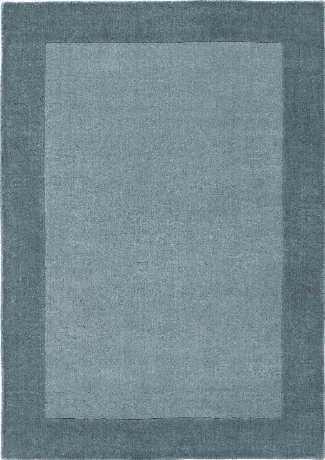 Rackhams Blue Bordered Duck Egg Wool Rug - 80X150 Cm