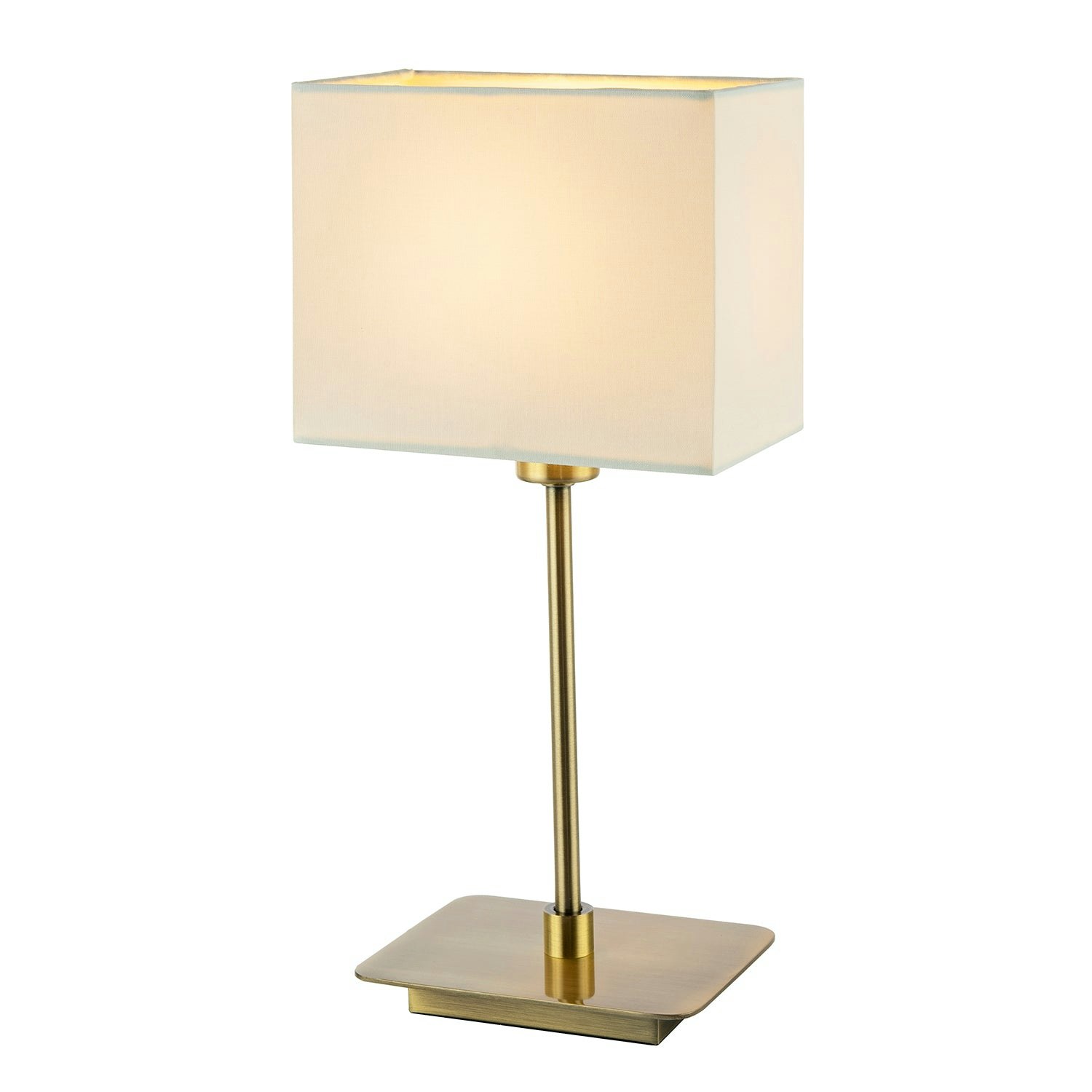 Happy Homewares White Contemporary Antique Brass Bedside Table Lamp With Cotton Fabric Shade
