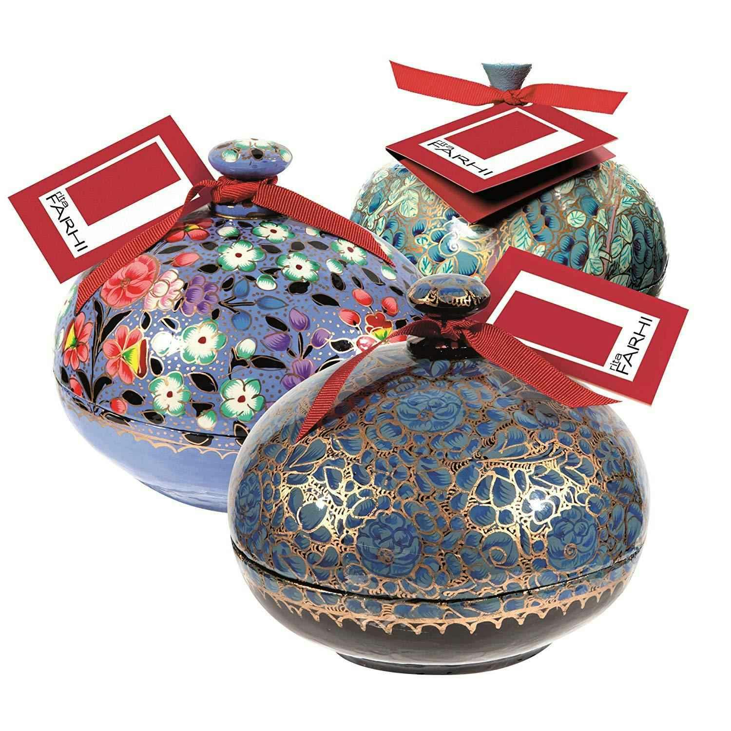Rita Farhi Dark/Blue Large Handmade Bonbonnière Filled With Chocolate Coated Ginger, Palm Oil Free, 260G