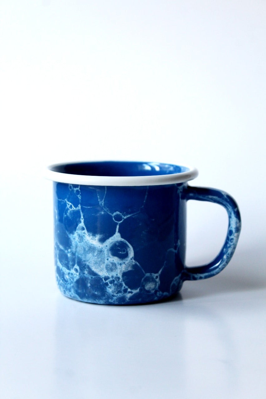 Rackhams Cobalt/Blue/White Bubble Collection Enamel Mug