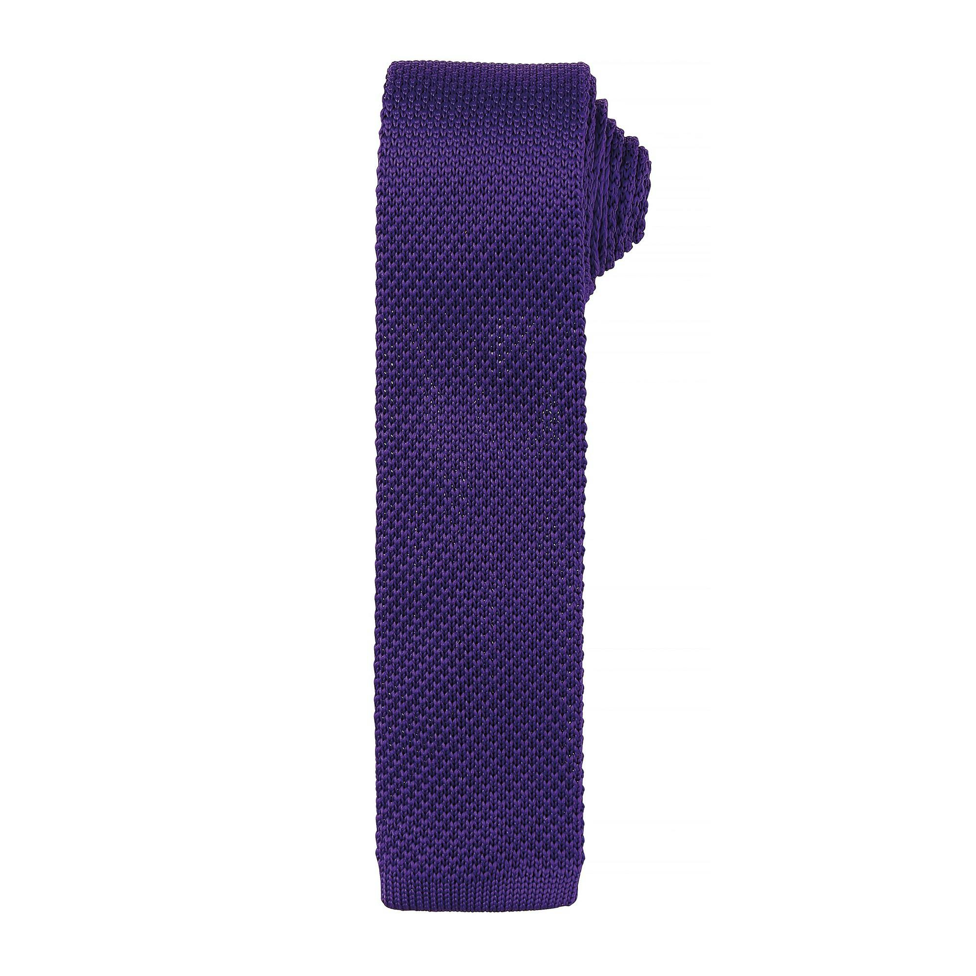 Premier (One Size, Purple) Mens Slim Textured Knit Effect Tie - Image 4