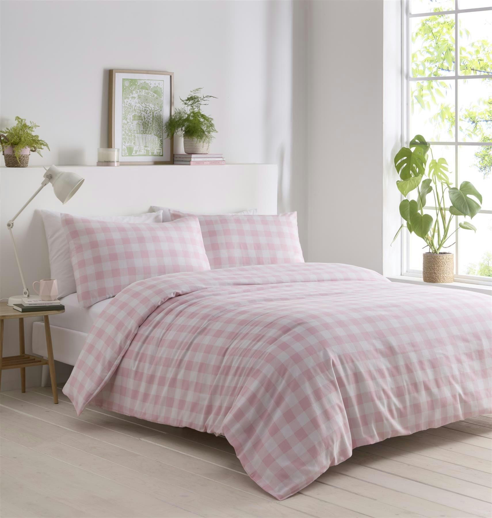 Rackhams Pink Gingham Duvet Cover Set - Single