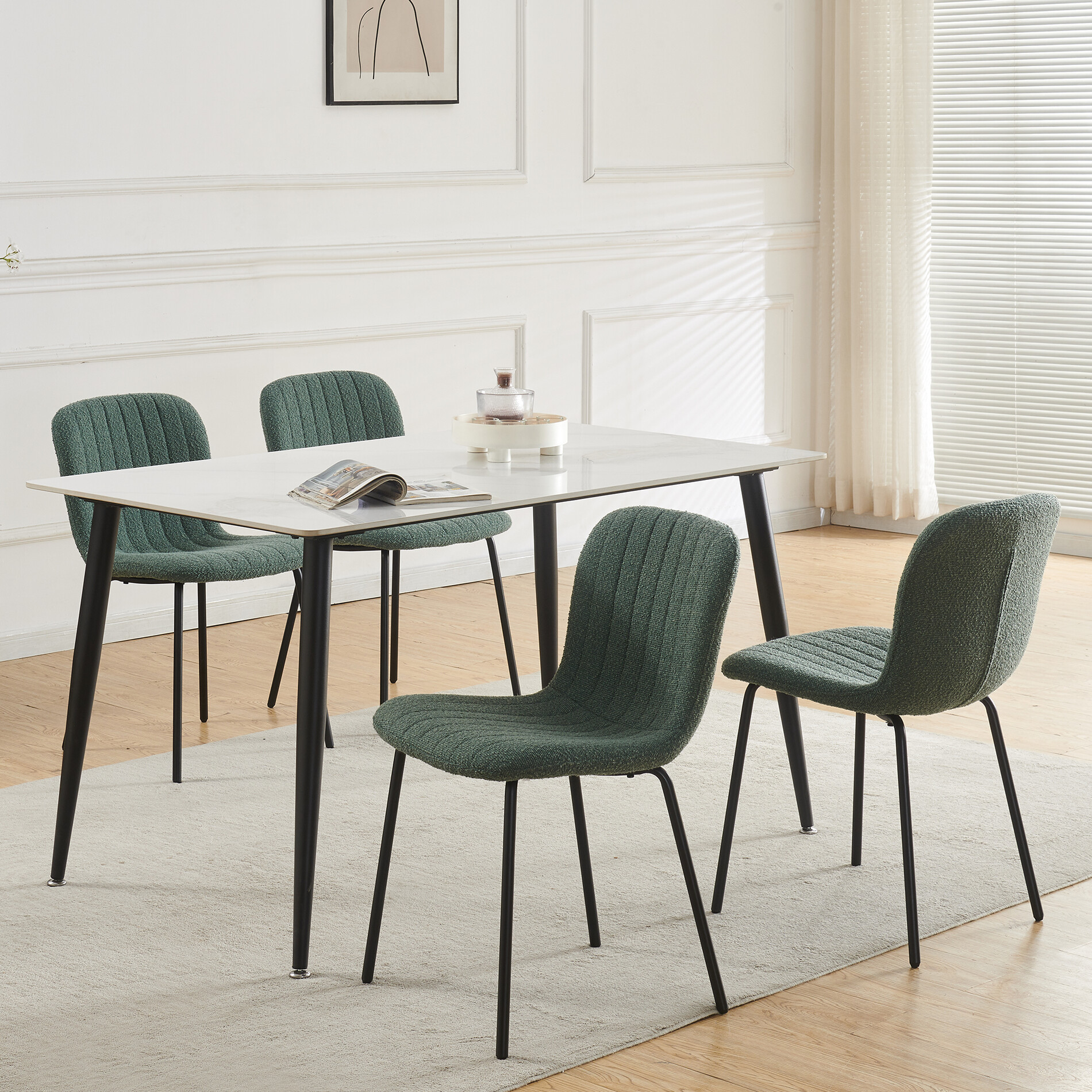 Mcc (Set Of 4, Green) 2/4/6Pcs Fabric Dining Chair With Metal Legs Bella - Image 2