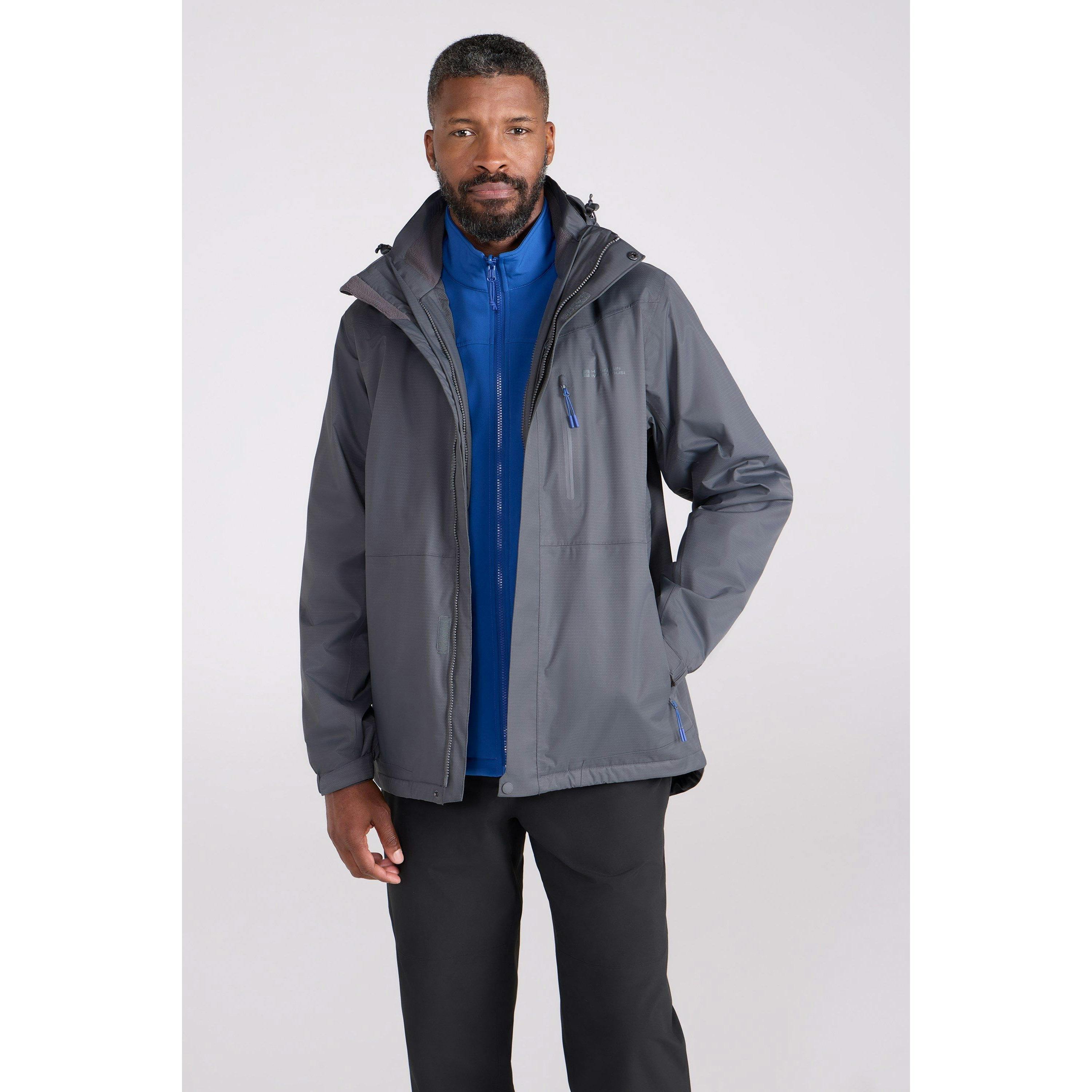 Mountain Warehouse Men's Grey Bracken Extreme 3 In 1 Waterproof Jacket - Alloy - M - Alloy - 100% Mixed