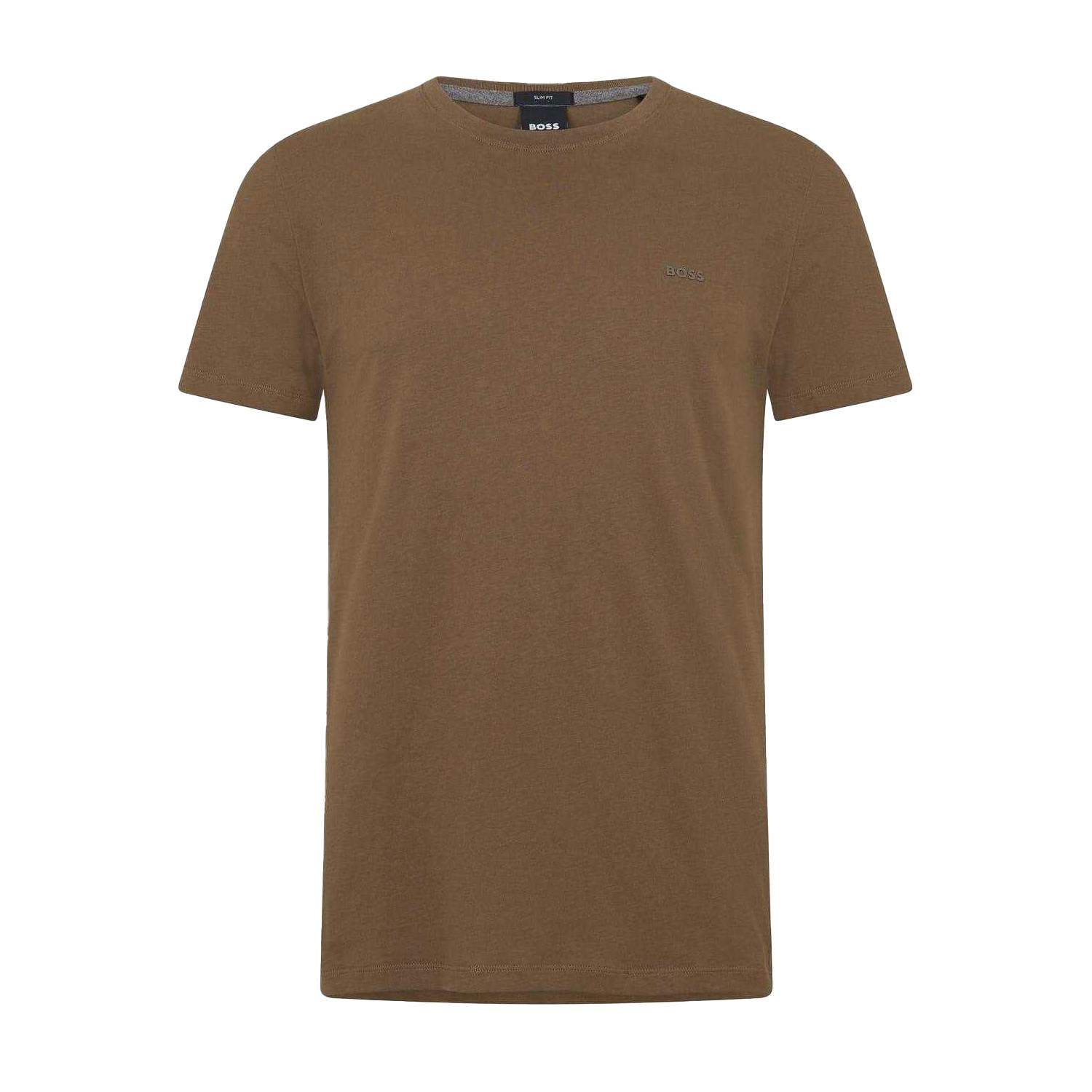 Boss Men's Brown Tessler 33 Regular T-Shirt - Khaki - S - Khaki - 100% Mixed