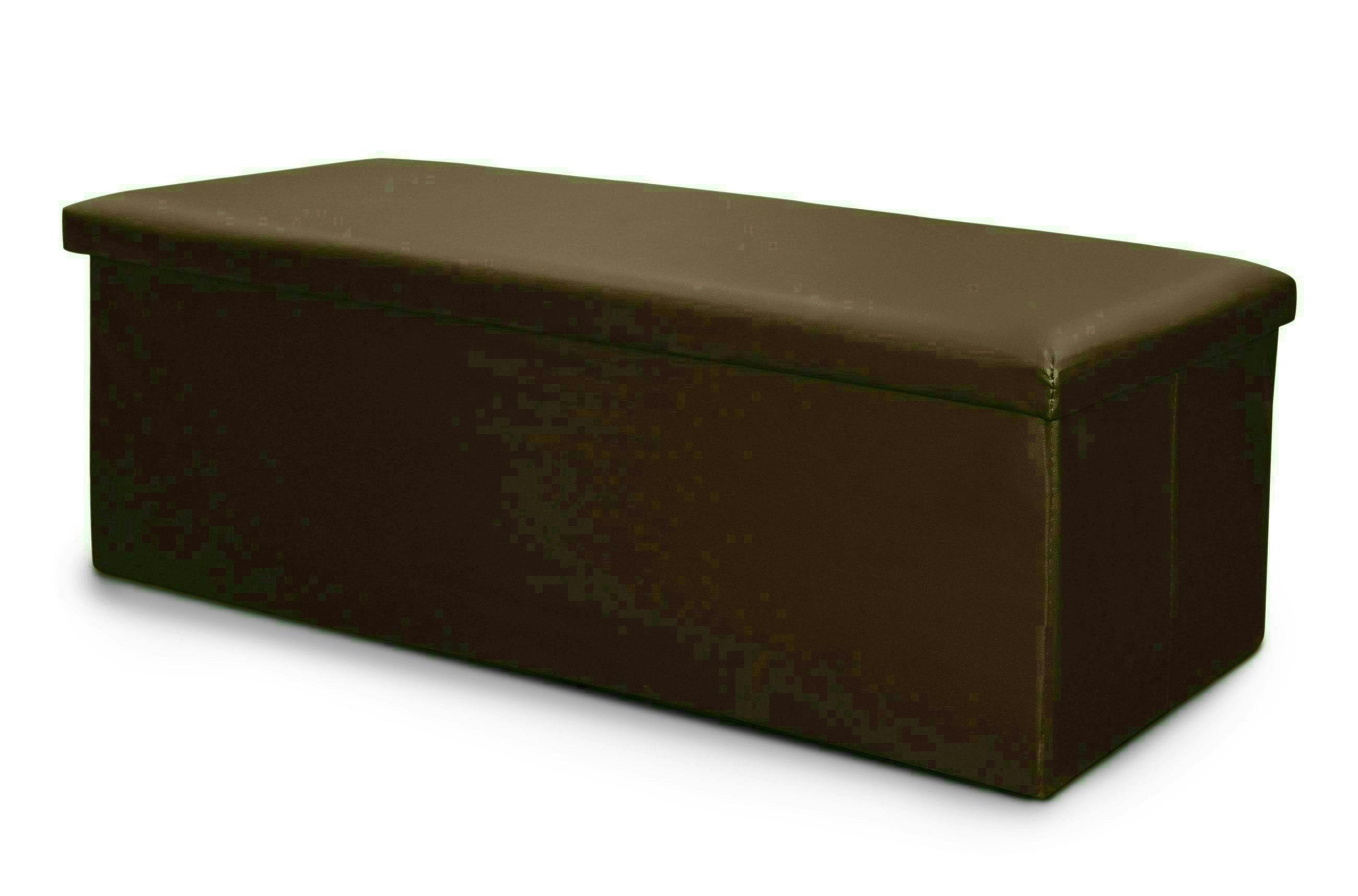 Home Republic Brown Faux Leather Storage Ottoman - 76Cm X 38Cm Foldable