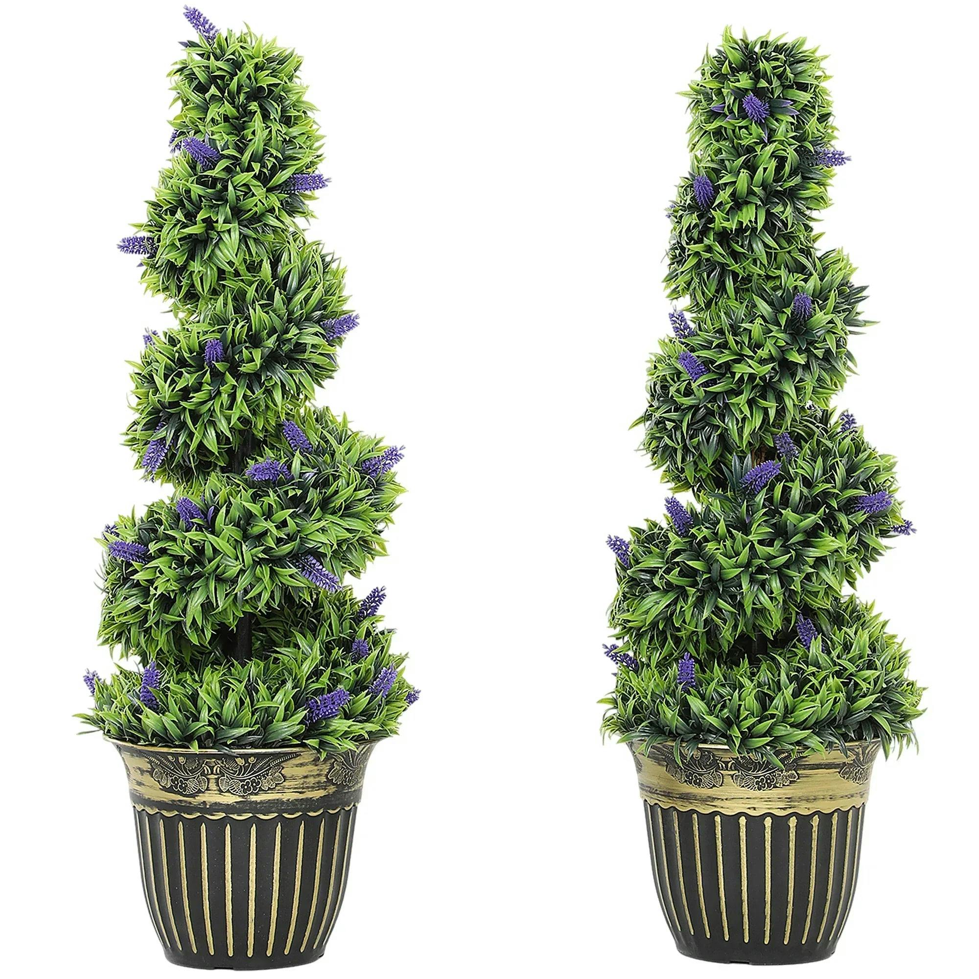 Homcom Set Of 2 Decorative Artificial Plants With Lavender And Pot, 90Cm - Image 6