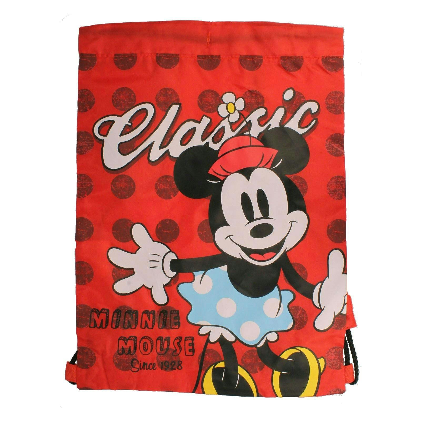 Character Red Childrens Printed Collections Drawstring Bags For School Pe Sports And Swim - Minnie Mouse Classic - One Size