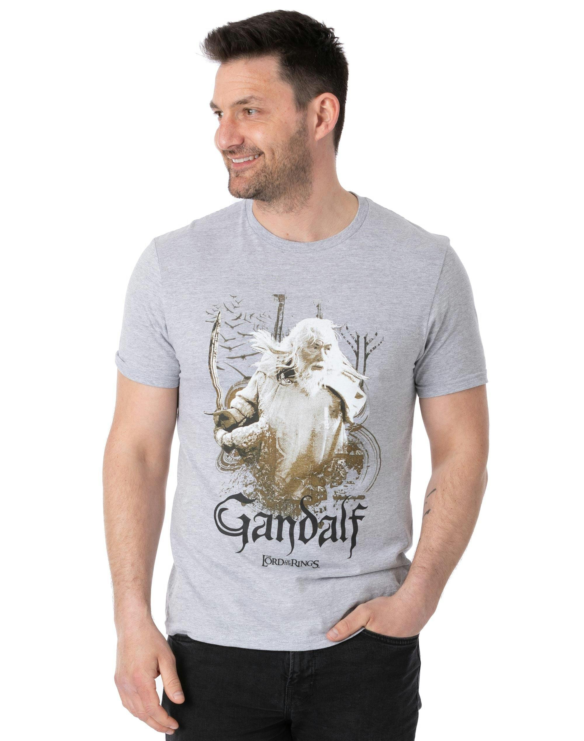 Vanilla Underground Men's Grey Lord Of The Rings Gandalf Short Sleeved T-Shirt - Medium