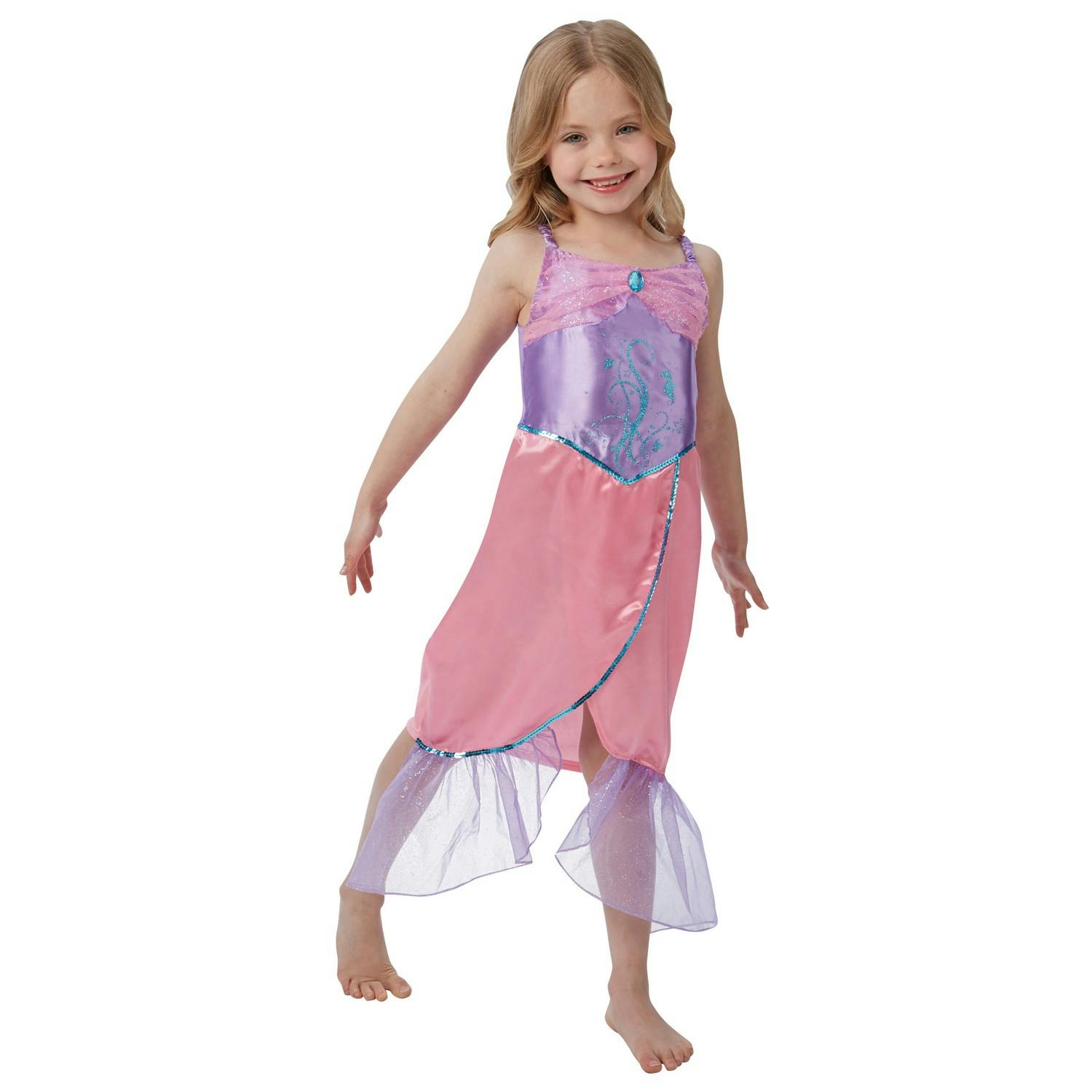 Bristol Novelty Girls Pink/Purple Mermaid Costume Dress - L