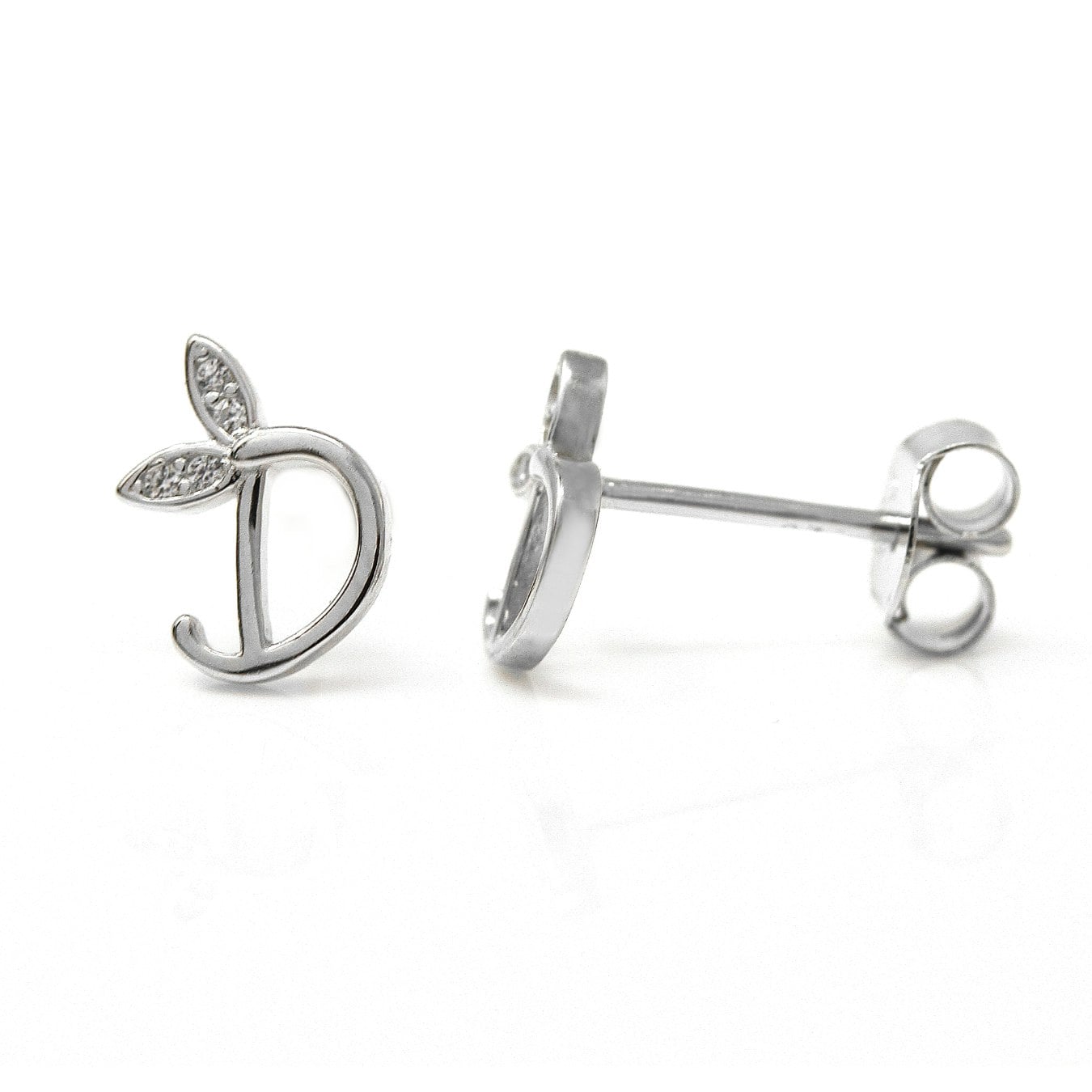 Say It With Silver Winged Initial Earrings - Sterling - D