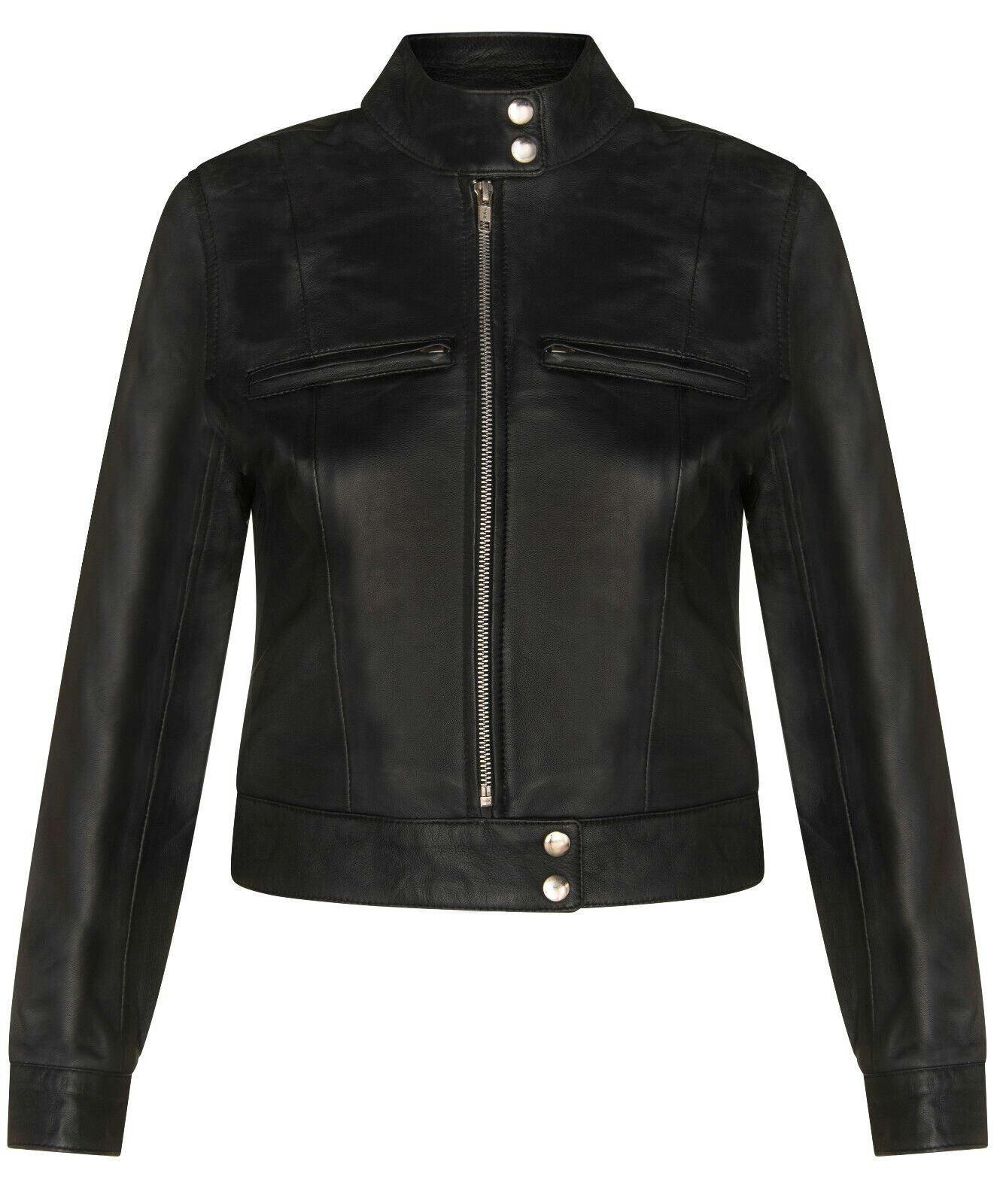 Infinity Leather Women's Black Classic Leather Biker Jacket-Watford - Uk S/10 | Eu 36 | Us 6