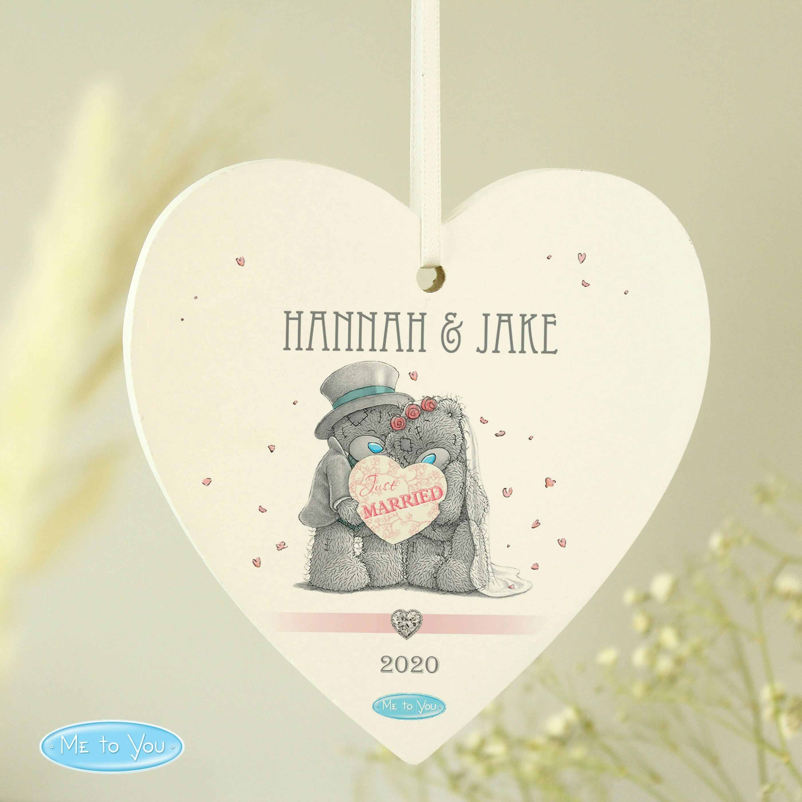Personalised Memento Company Personalised Me To You Wedding Couple Wooden Heart Decoration