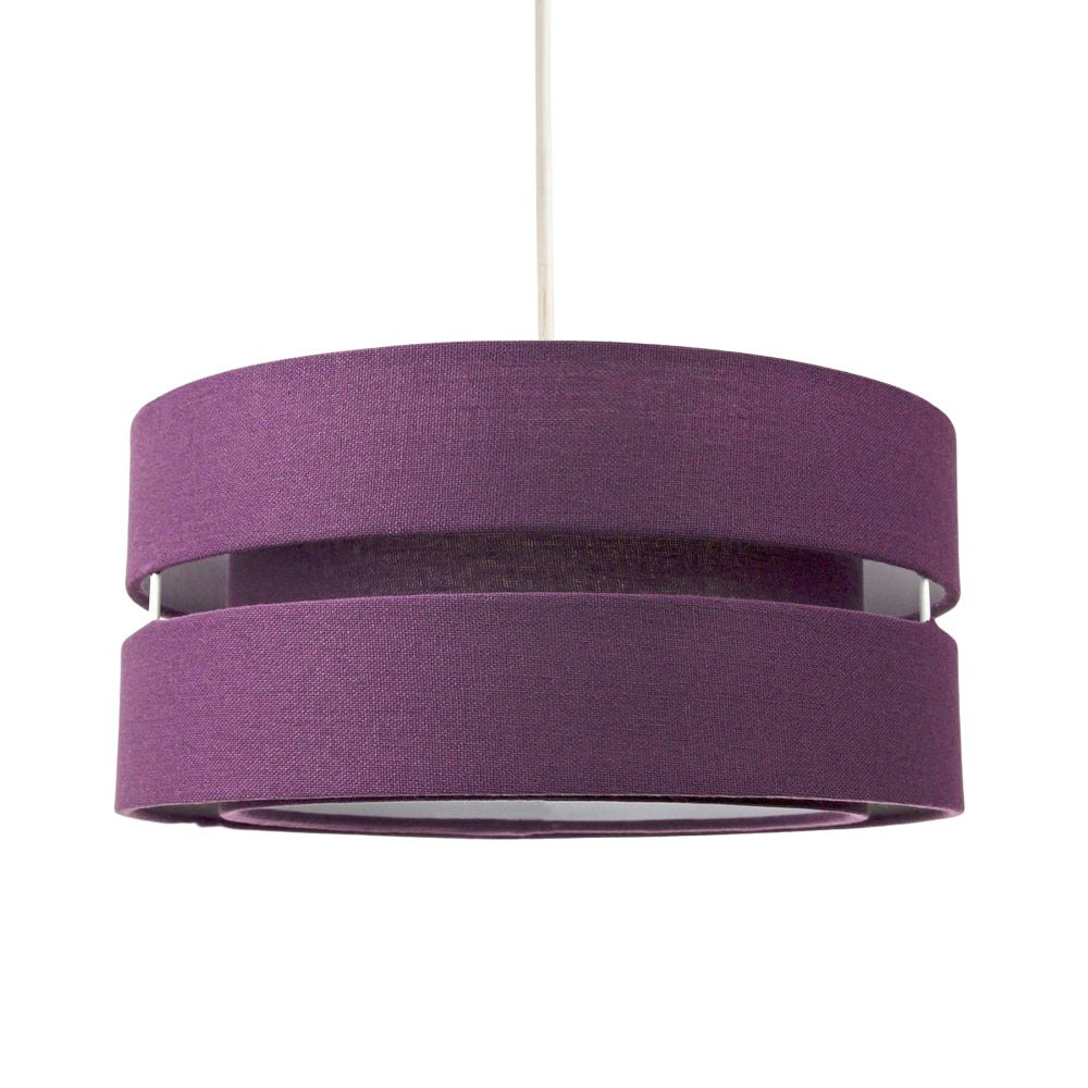 Rackhams Purple/Light Contemporary Quality Linen Fabric Triple Tier Ceiling Pendant Shade
