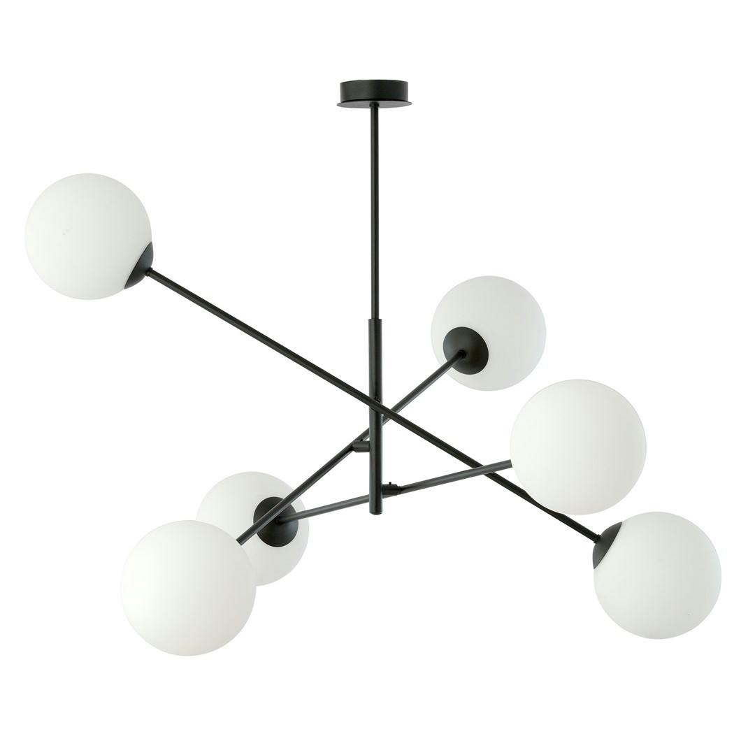 Emibig Black/White Linear Pendant Lamp 6 X E14 With Shade