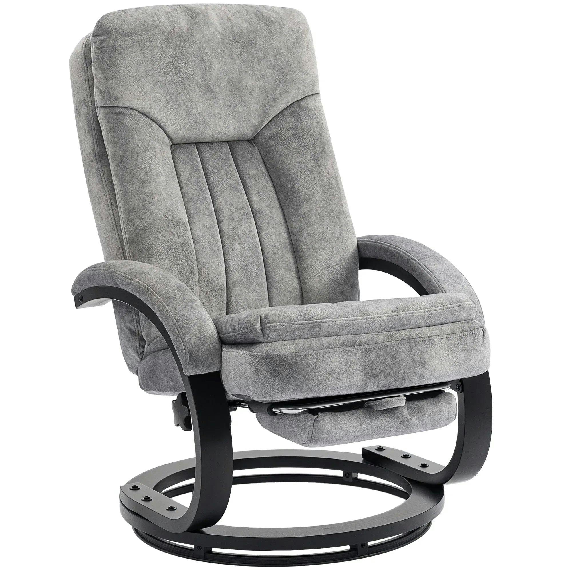 B&Q - Manual Recliner Armchair With FootrestWooden BaseGrey - Image 4