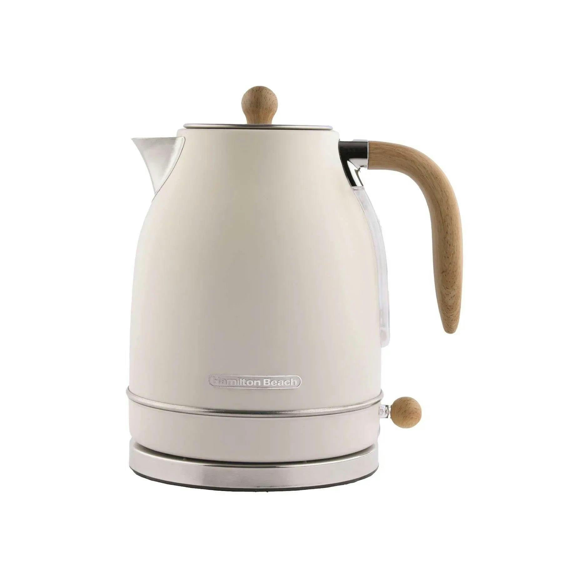 Hamilton Beach Cream Scandi 1.7L Jug Kettle - Matte With Wood Effect