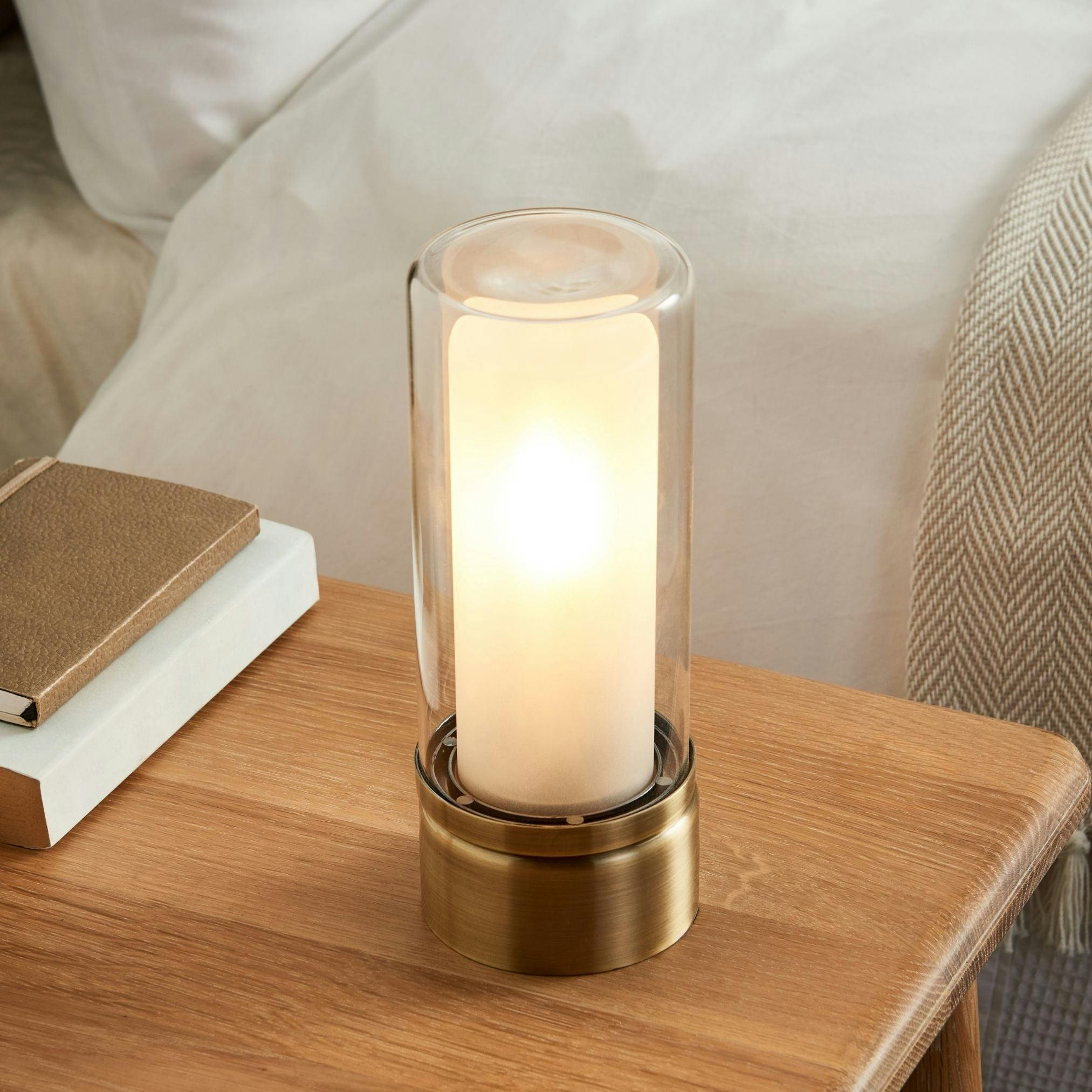 Pagazzi Lighting Light Chepstow Antique Brass & Glass Touch Table Lamp