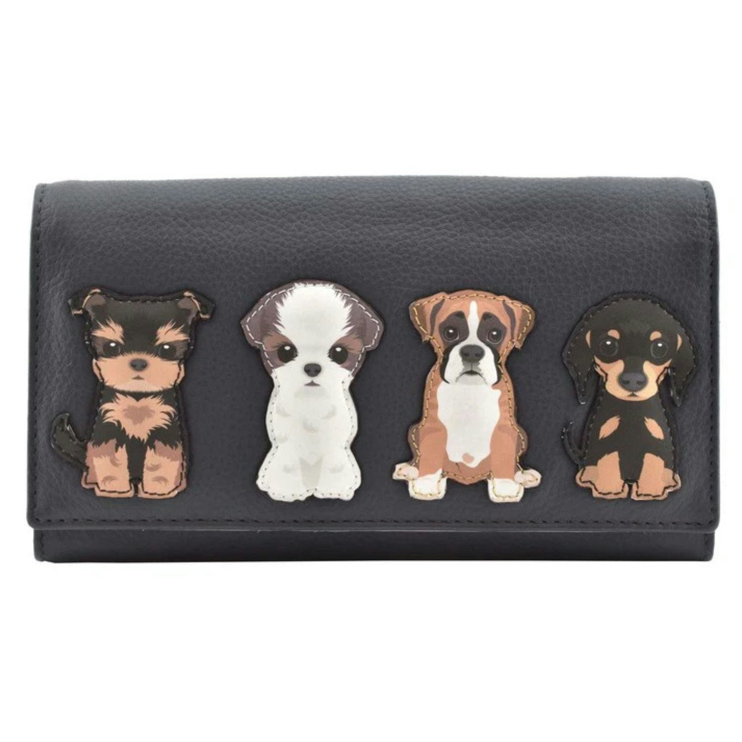 Mala Leather Grey Sitting Dogs Rfid Leather Matinee Purse