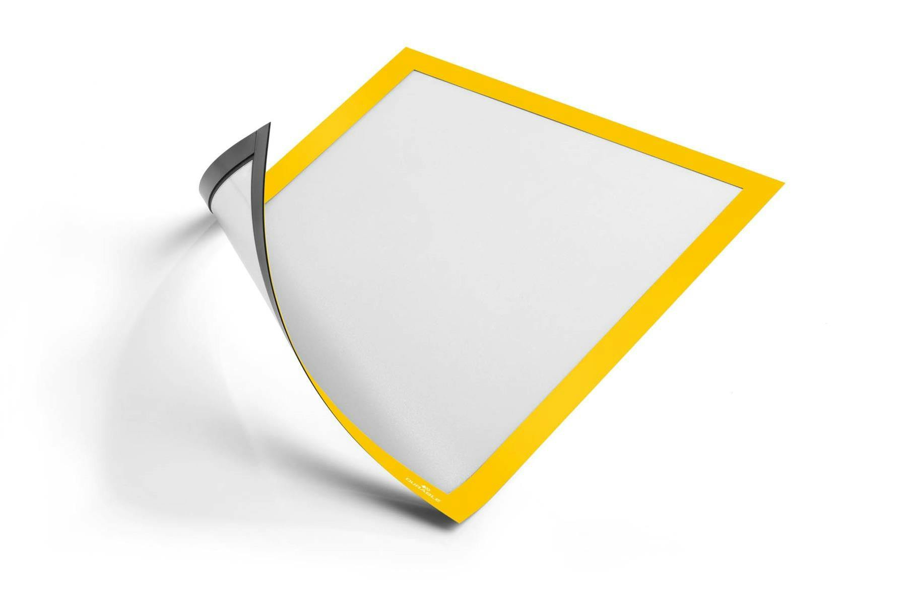 Durable Yellow Duraframe Magnetic Document Signage Frame For Metal | 5 Pack | A4