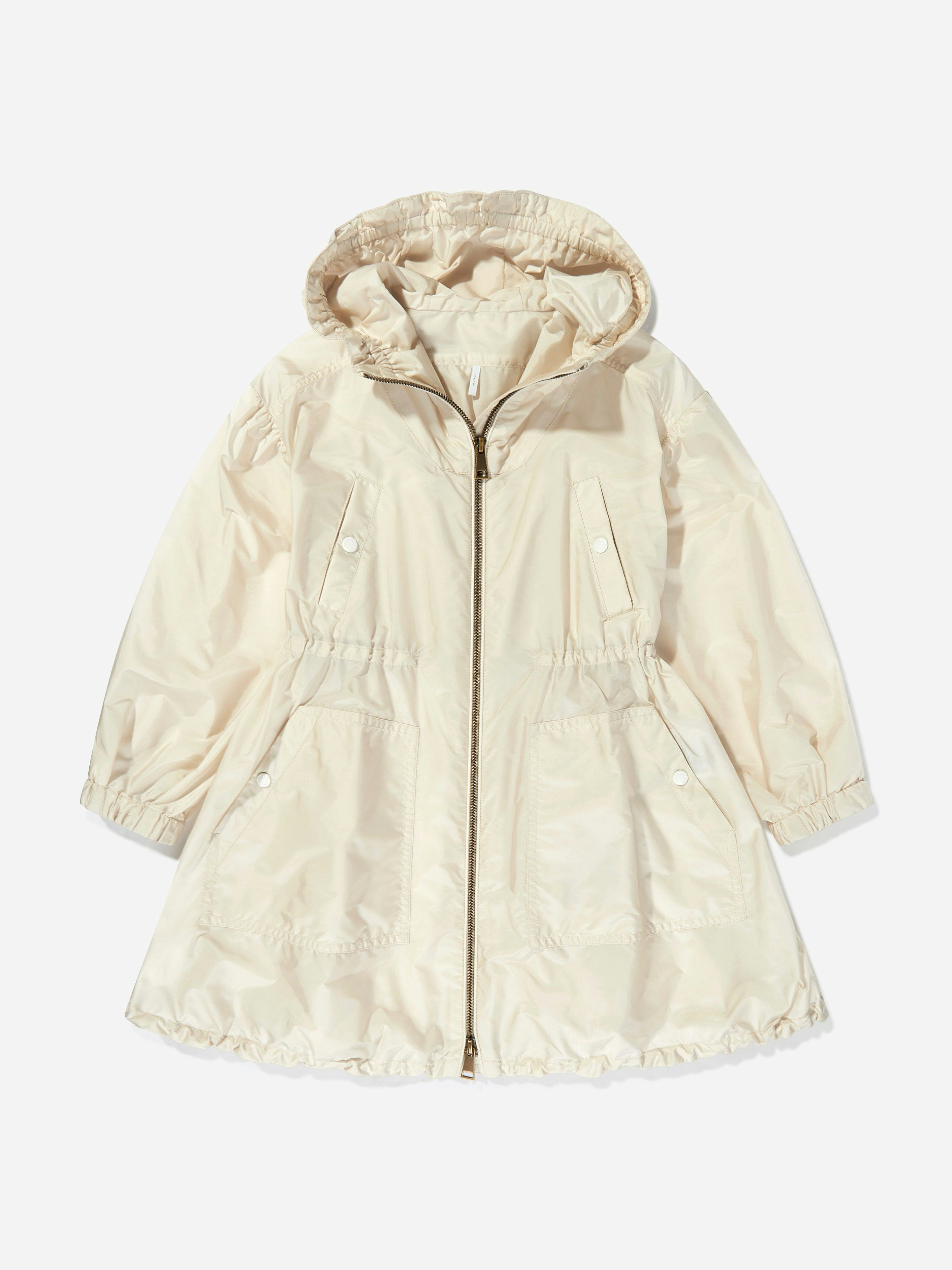 Moncler Enfant Girls Beige Bessie Long Parka In - 8 Yrs