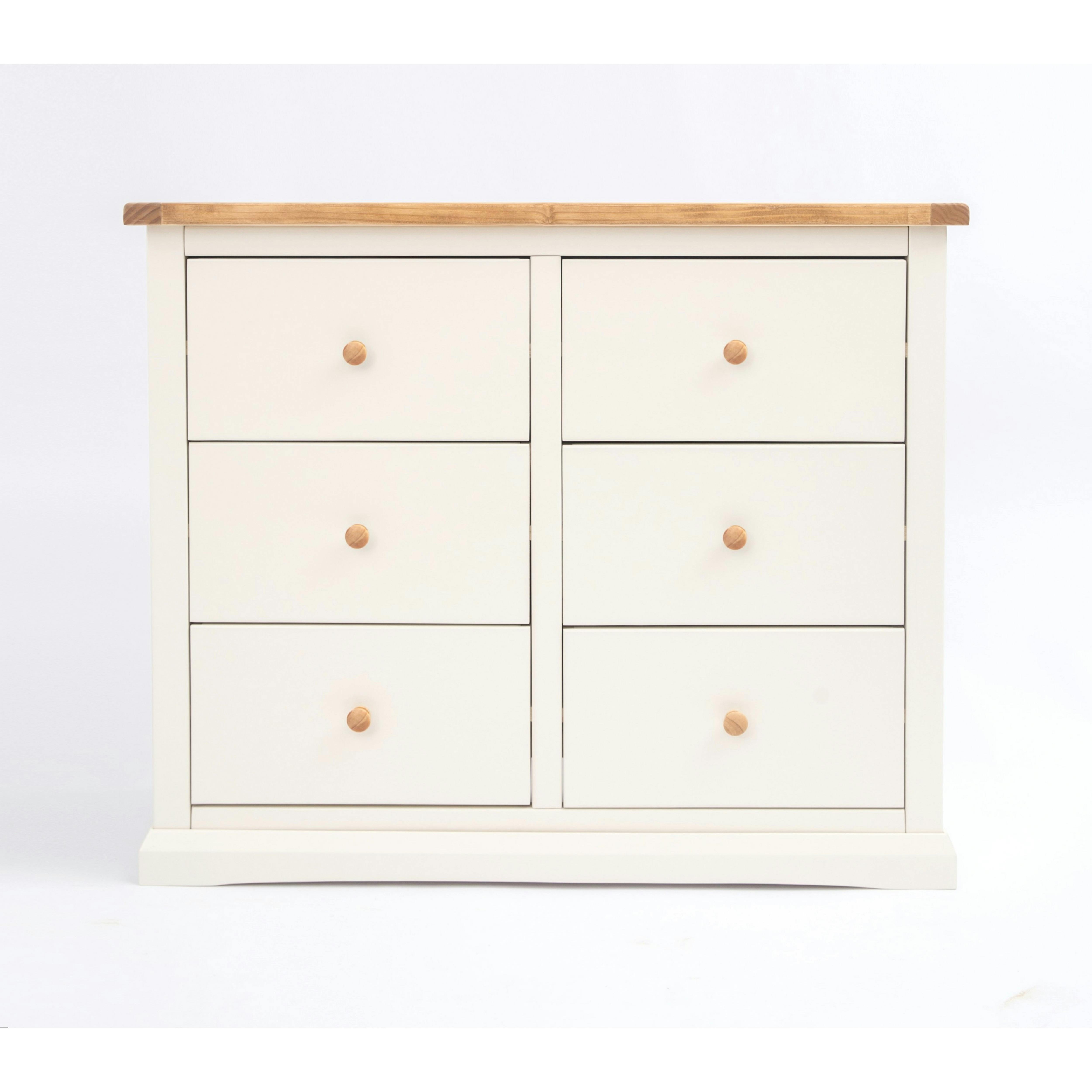 Rackhams White Castelli 6 Drawer Chest Of Drawers Wood Knob - Off