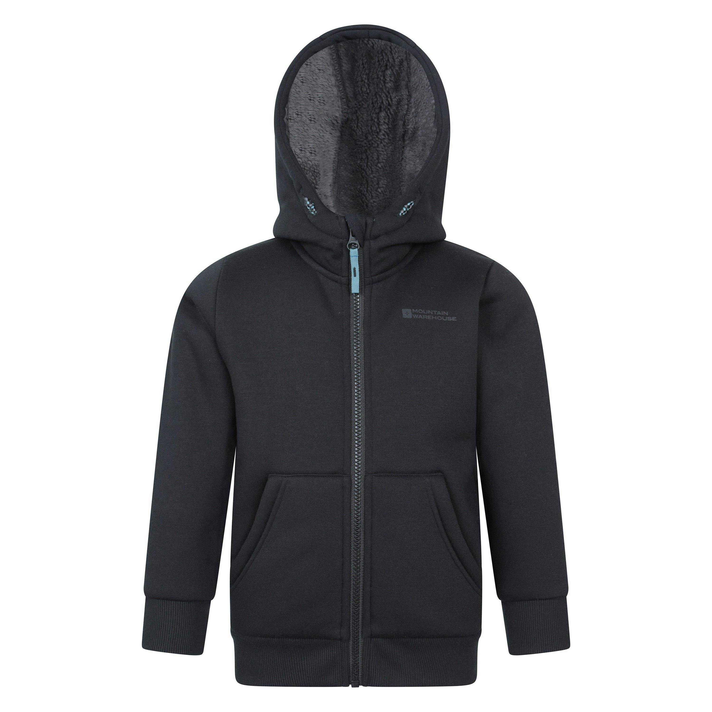 Mountain Warehouse Black Kids Nordic Ii Full Zip Hoodie - 9-10 Years - 100% Polyester