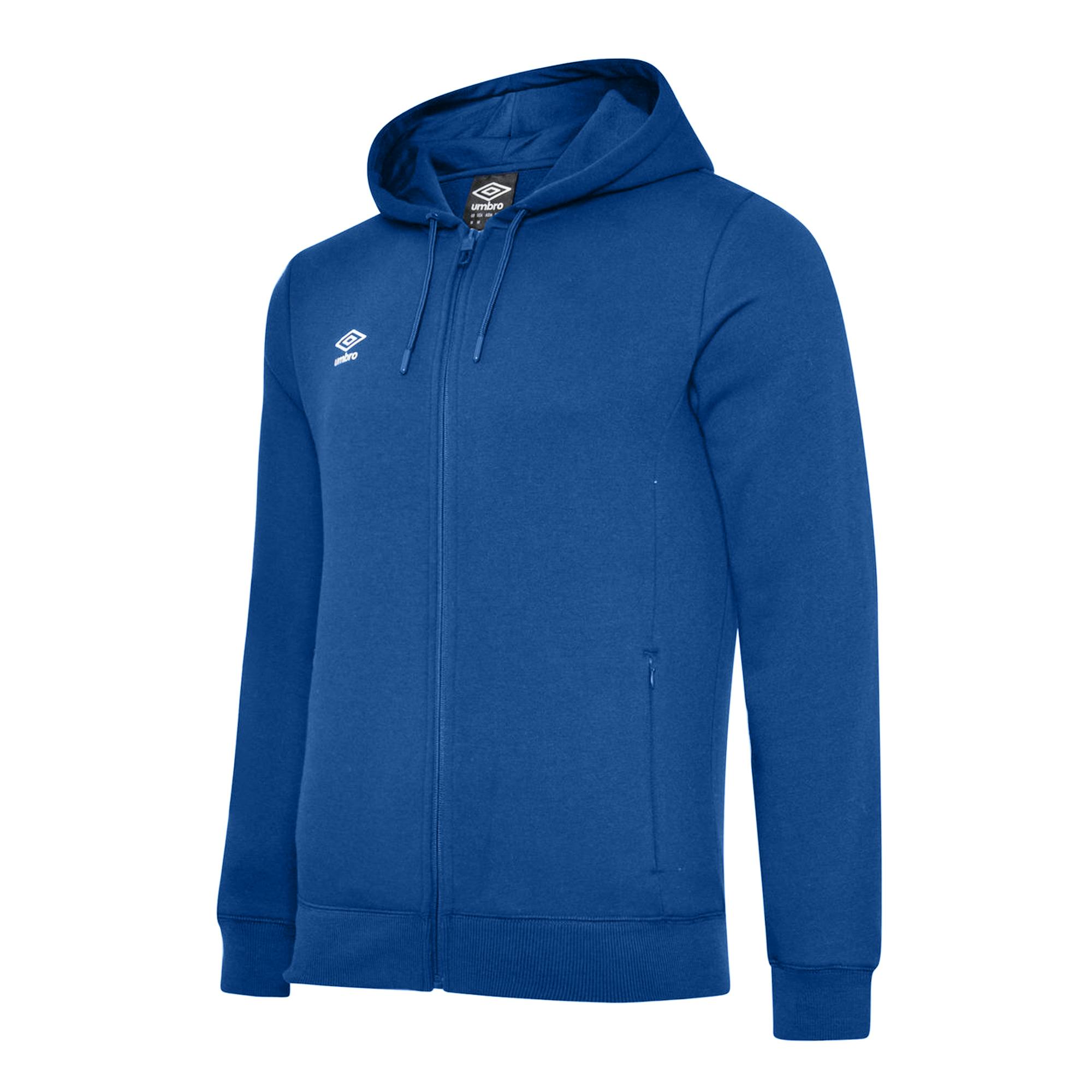 Umbro Blue/White Kids Club Leisure Full Zip Drawstring Hoodie - Royal - 9-10 Years - Royal - 70% Cotton/30% Polyester