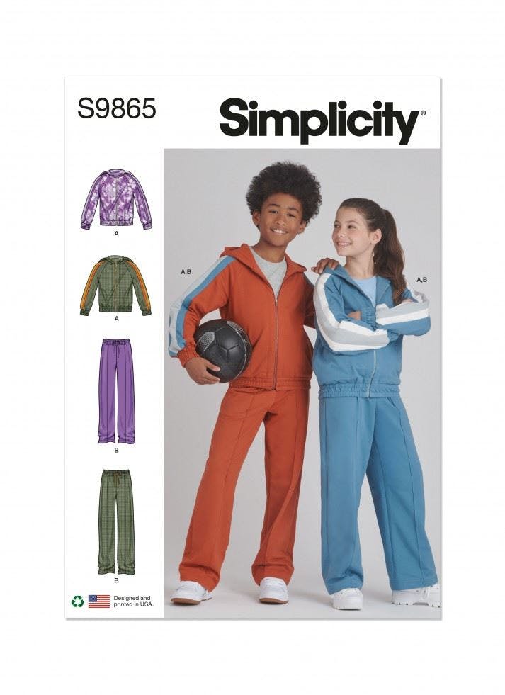 Simplicity Sewing Pattern 9865, Jackets, Hoodies, Trousers, Sportswear For Kids, Teenagers, A (7-8-10-12-14) - Intermediate - A (7-8-10-12-14)